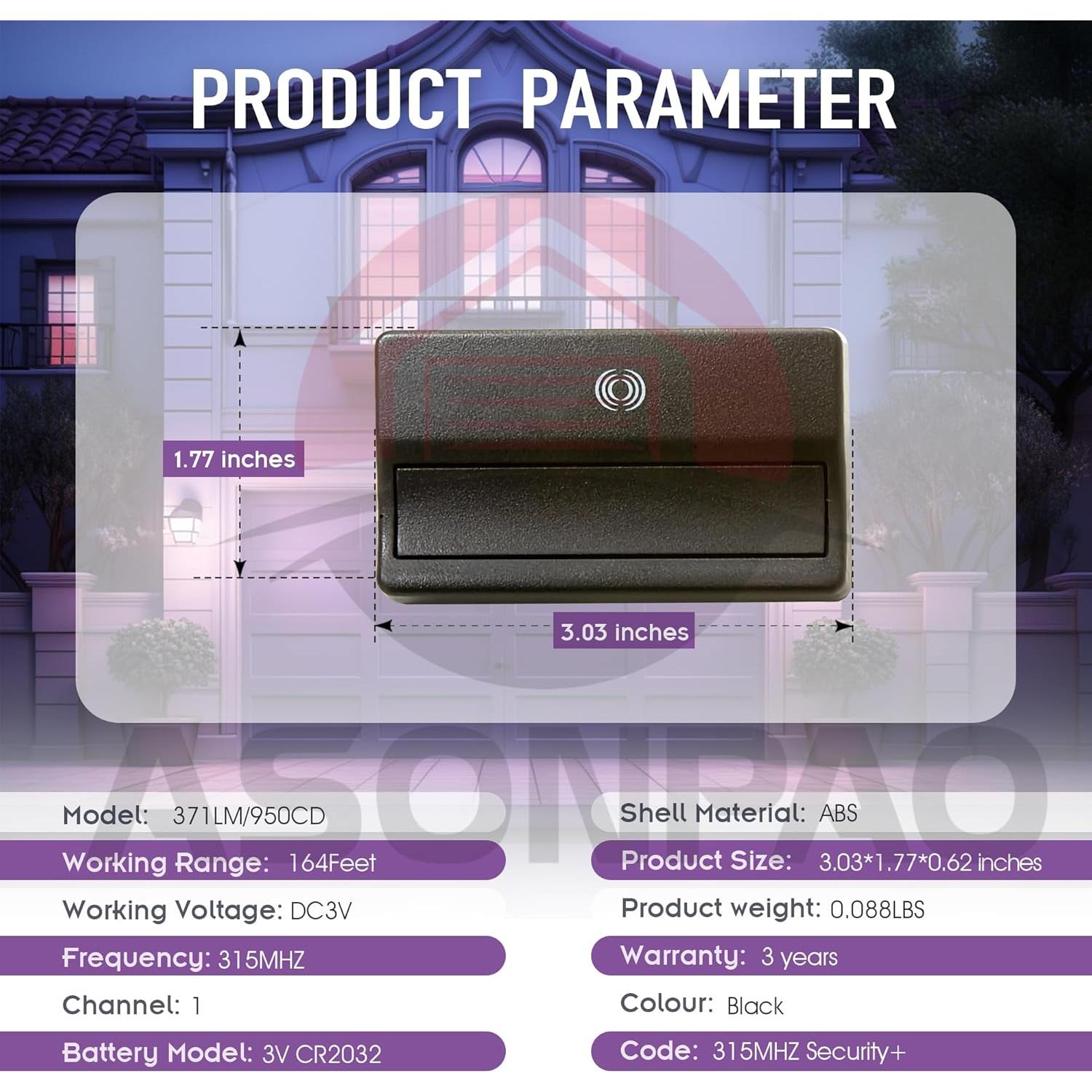 Control Remoto LiftMaster 371LM 950CD para Puerta de Garaje