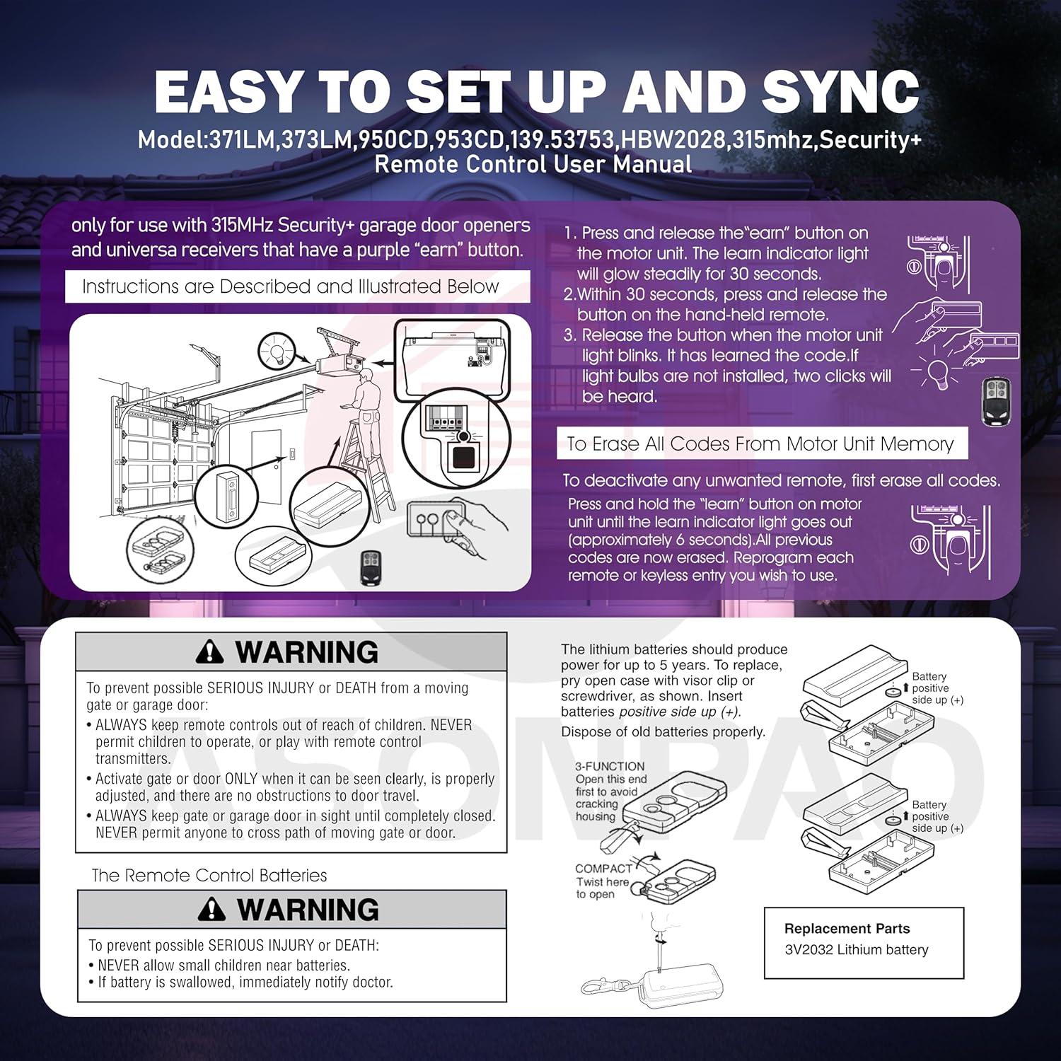 Control Remoto LiftMaster 371LM 950CD para Puerta de Garaje
