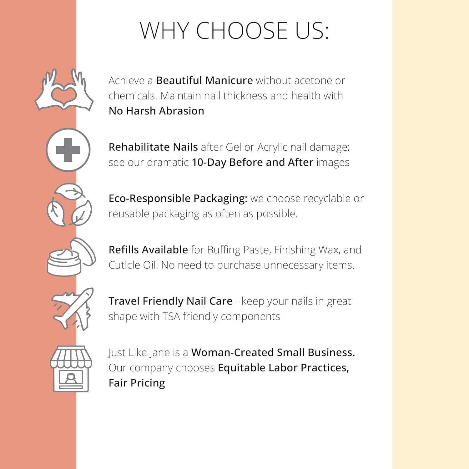 Kit Completo de Cuidado de Uñas Naturales Just Like Jane