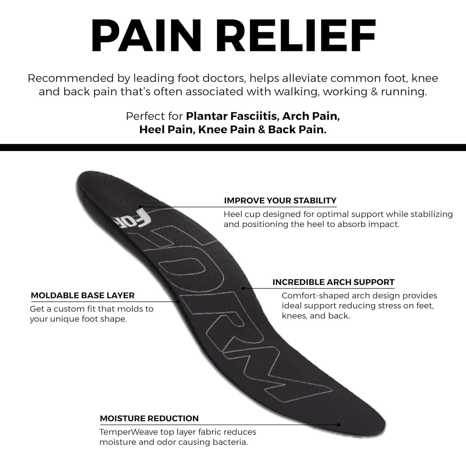 Plantillas Ultra Finas FORM para Fascitis Plantar - Negro 5.5-6