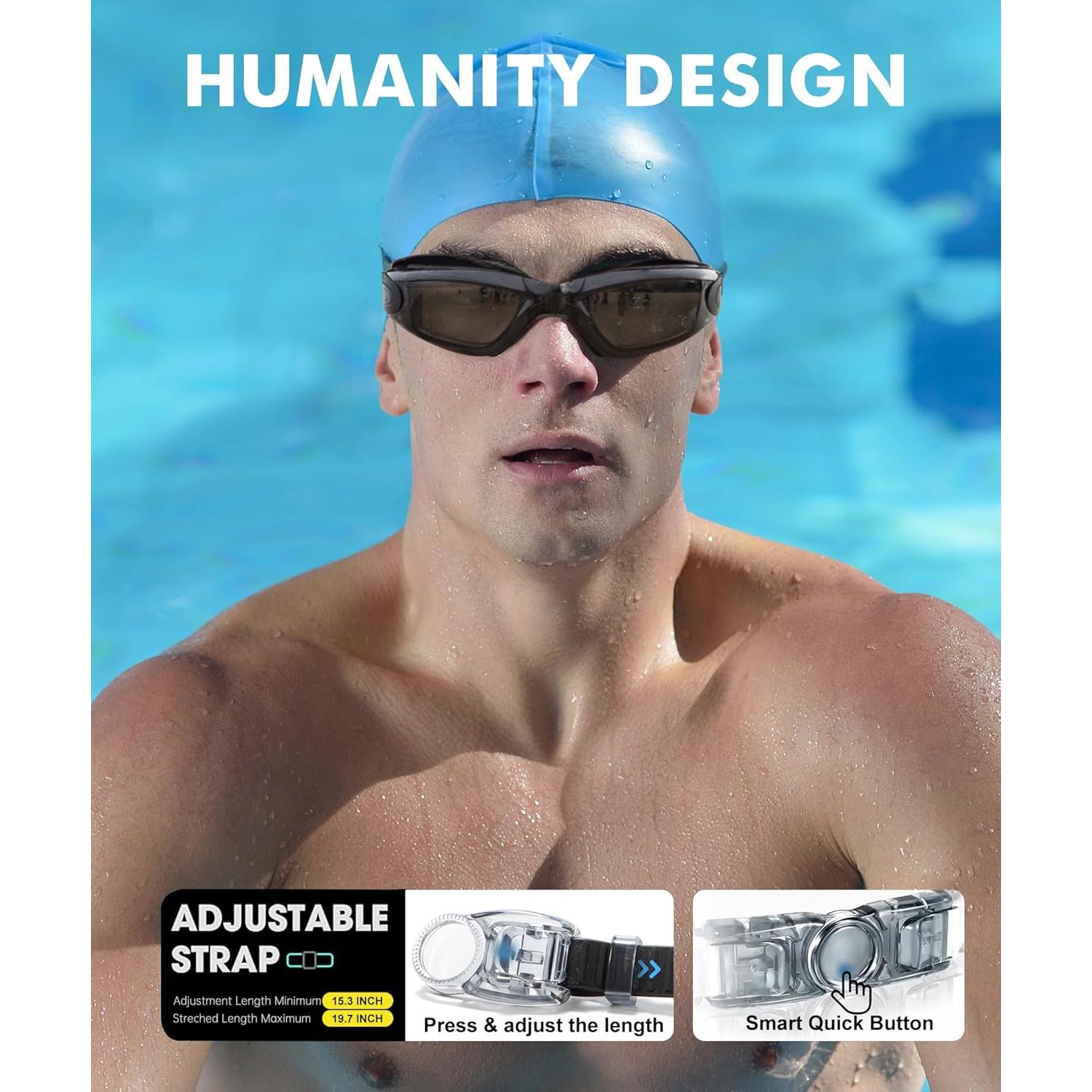Gafas de natación NSSIW para adultos - Antiempañamiento UV400 - Paquete de 3