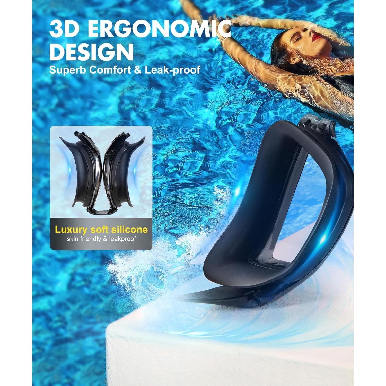 Gafas de natación NSSIW para adultos - Antiempañamiento UV400 - Paquete de 3