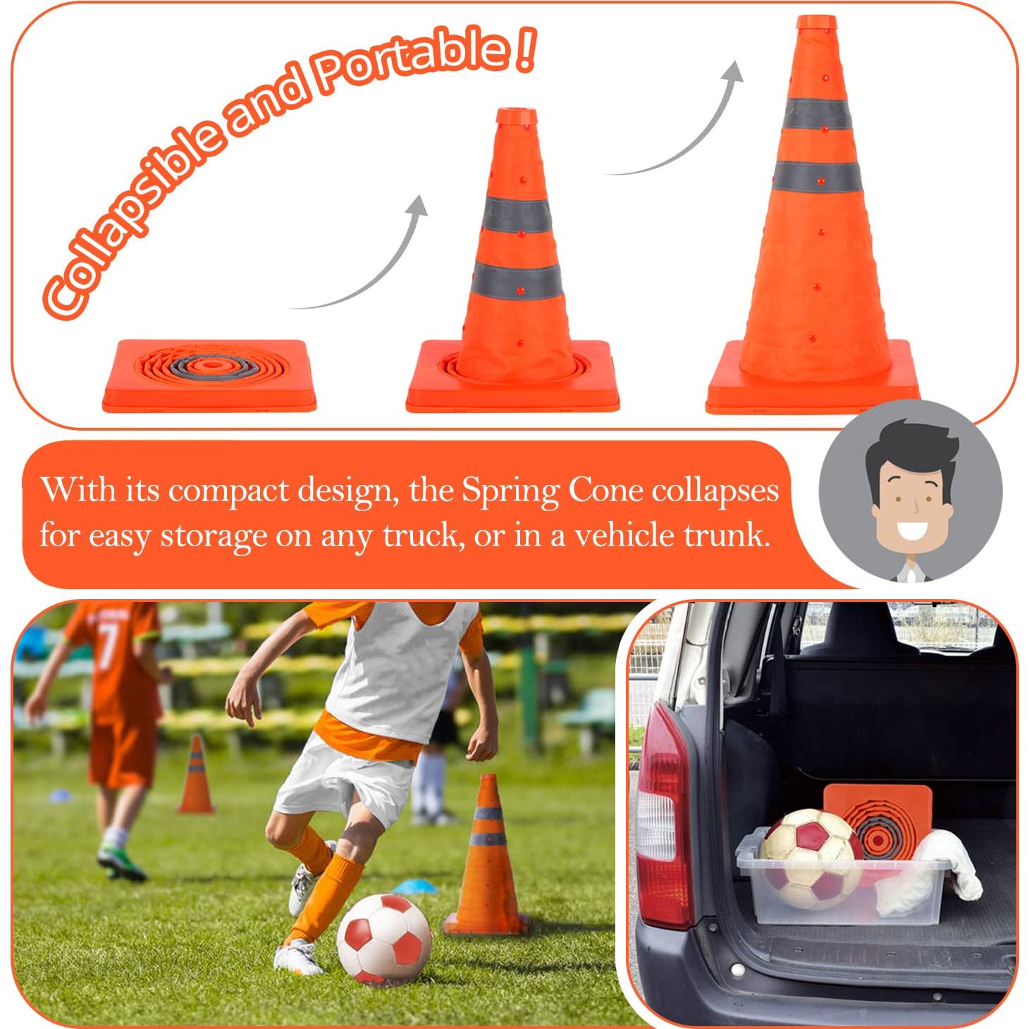 Cono de Tráfico Colapsable GUARDLEAD 18" Reflectante