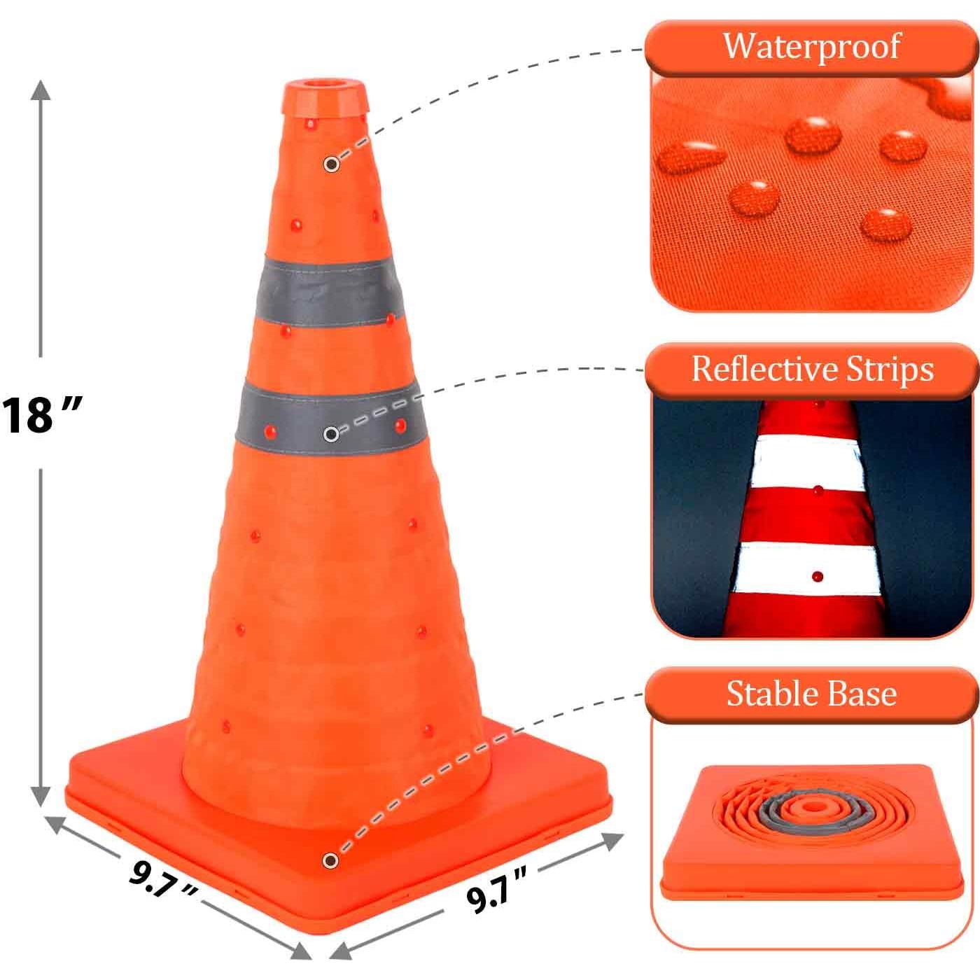 Cono de Tráfico Colapsable GUARDLEAD 18" Reflectante