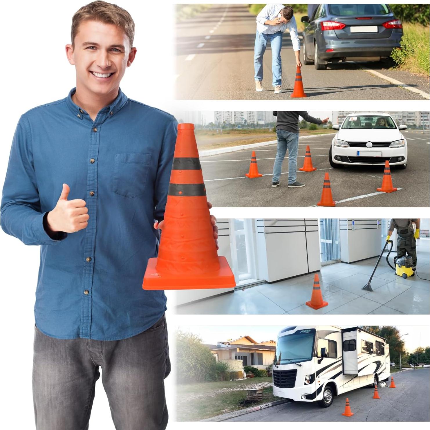 Cono de Tráfico Colapsable GUARDLEAD 18" Reflectante