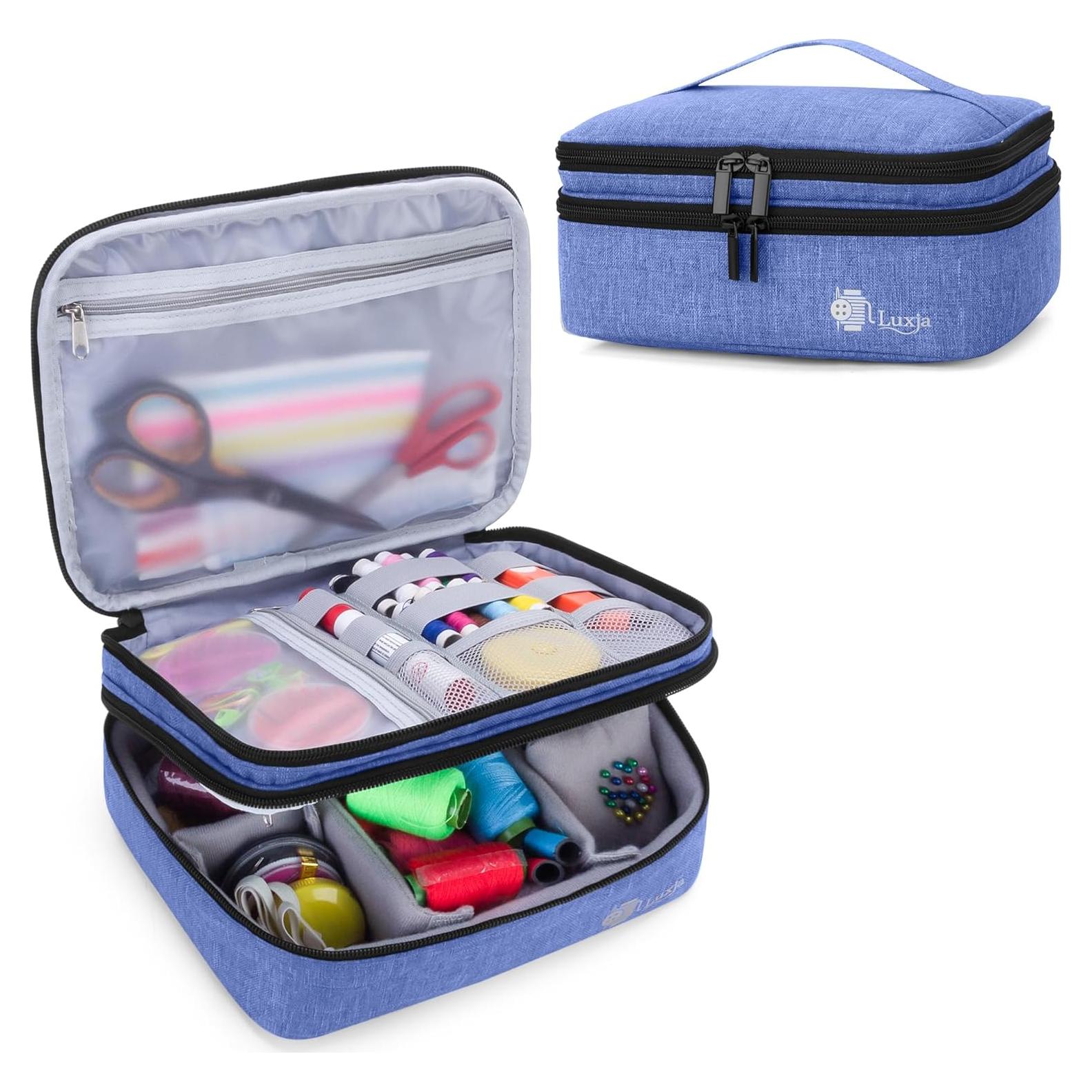 Organizador de Costura Mediano Luxja Azul Oscuro con Compartimentos