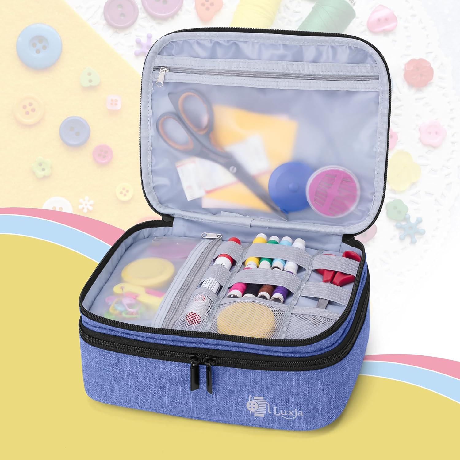 Organizador de Costura Mediano Luxja Azul Oscuro con Compartimentos