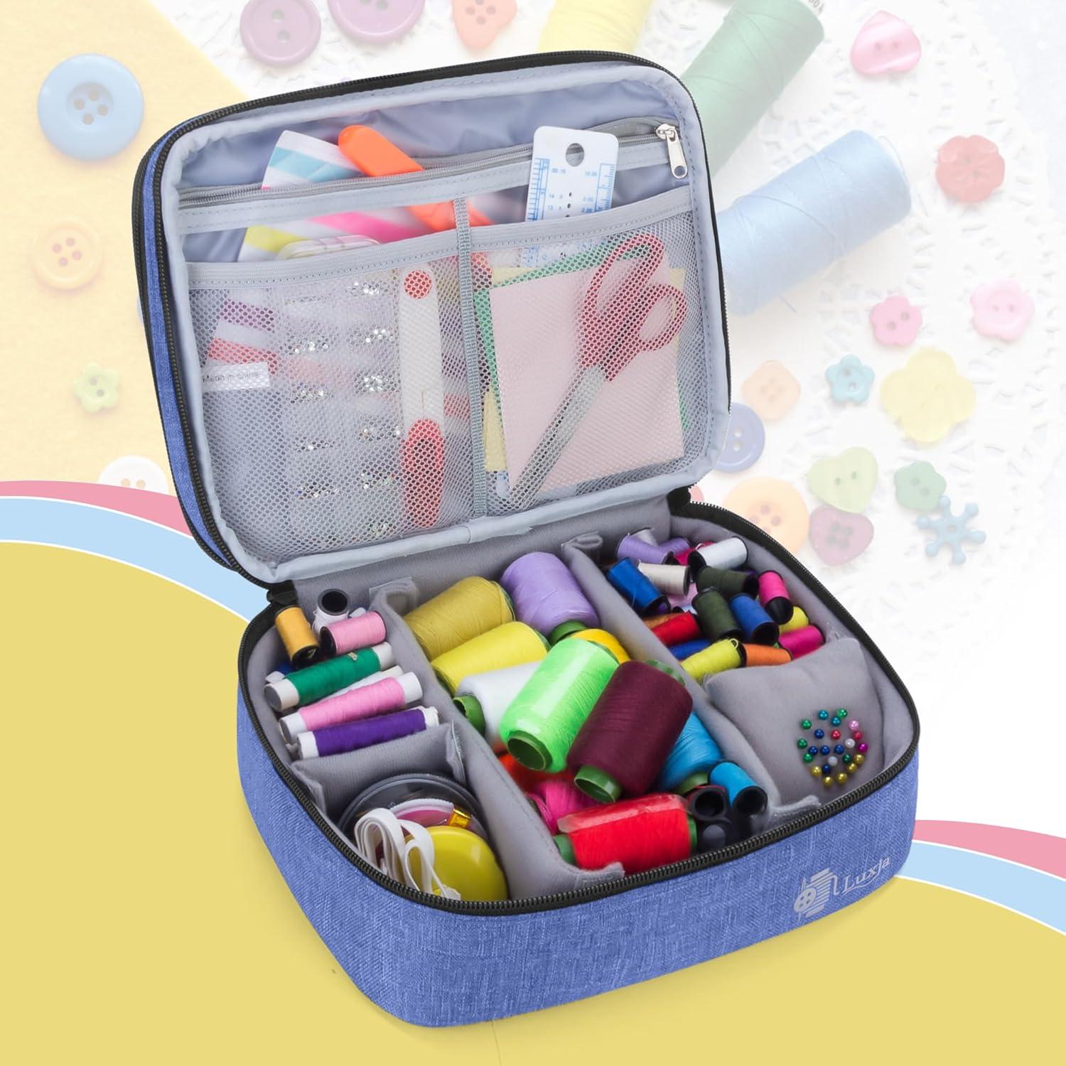 Organizador de Costura Mediano Luxja Azul Oscuro con Compartimentos