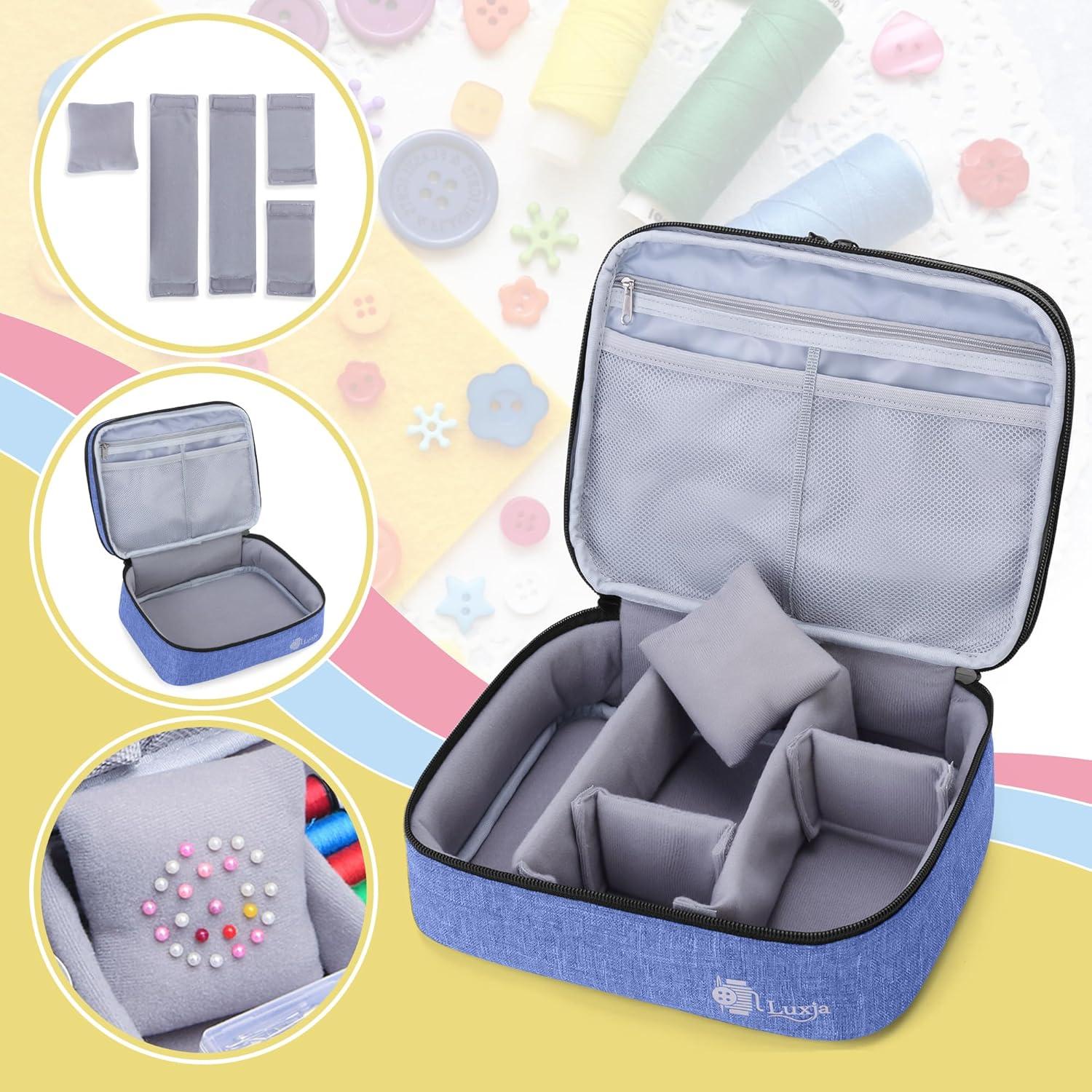 Organizador de Costura Mediano Luxja Azul Oscuro con Compartimentos