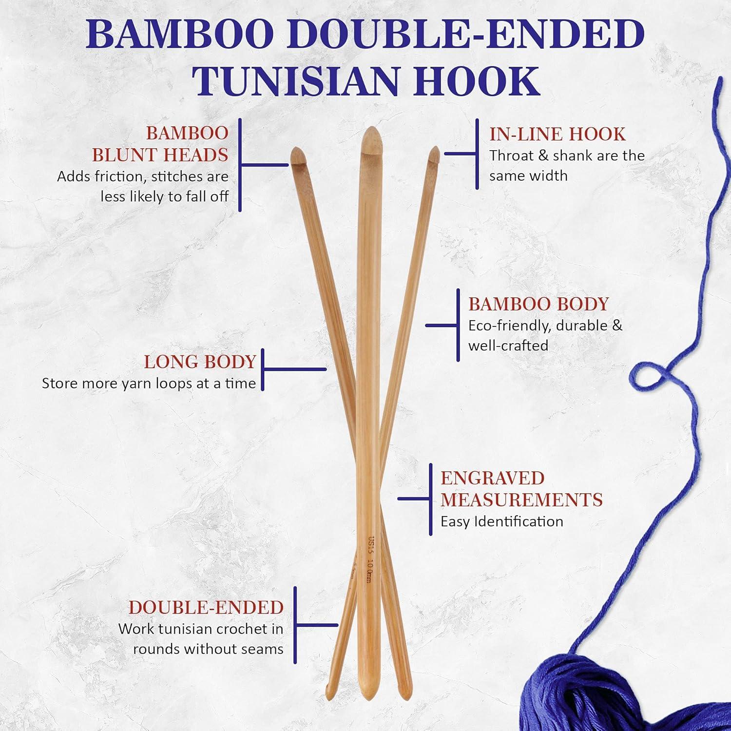 Juego de Ganchos de Crochet Tunecino BambooMN - 15 Tamaños