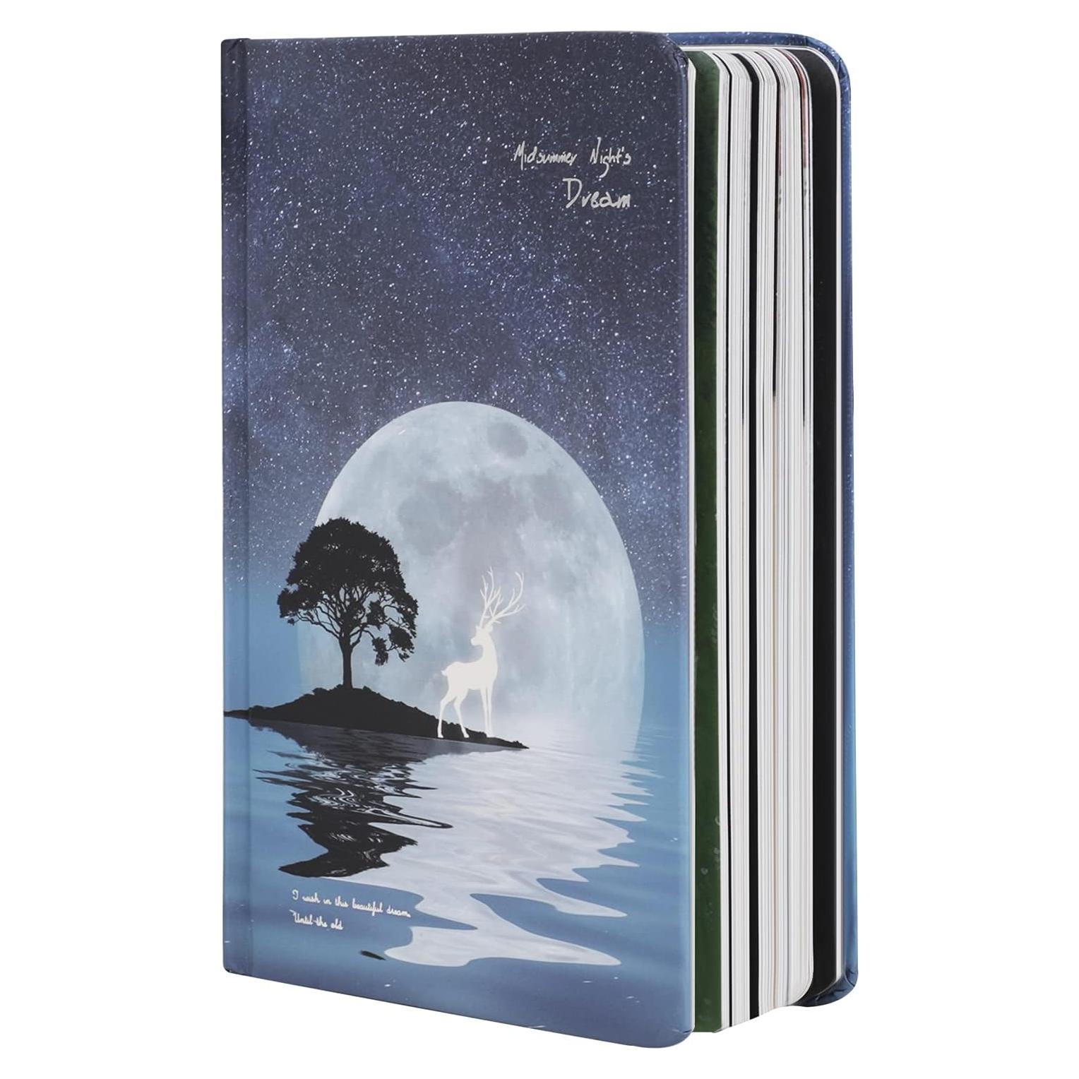 Diario A5 RUIXIA Tapa Dura Colorido con Ciervo y Luna 256 Páginas