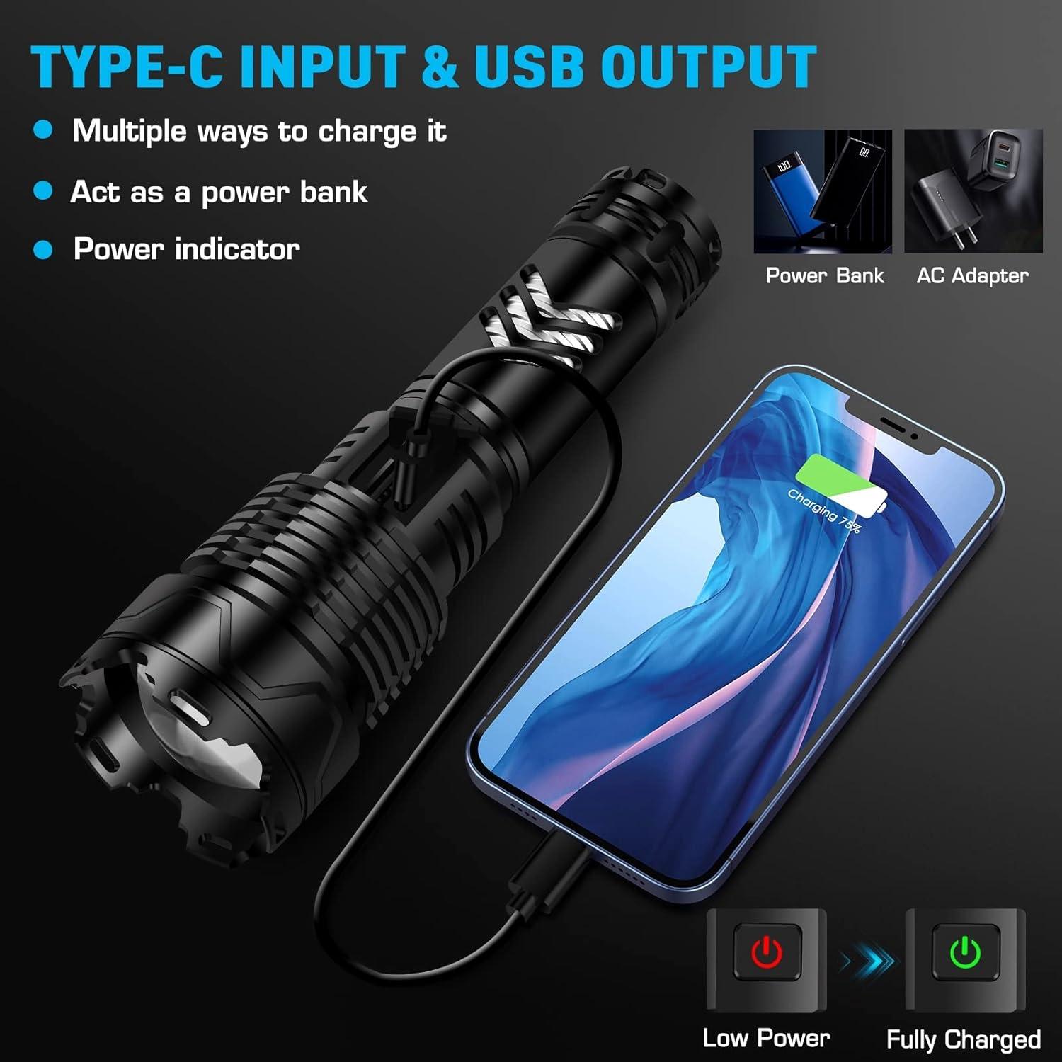 Linterna Táctica Sinvimes XHP160.8 990000LM IPX7 Recargable