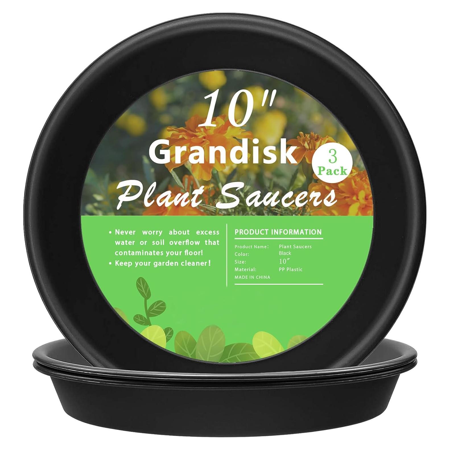 Paquete de 3 platos para plantas TITE 26.9 cm negros