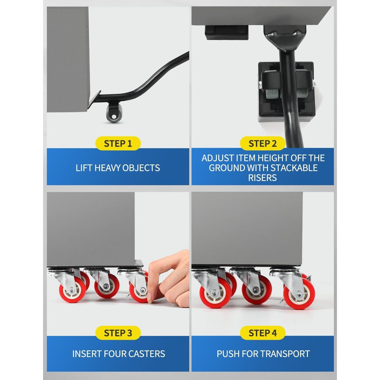 Carro de Mudanza Industrial Valtavo 5 Ruedas 544 kg Negro