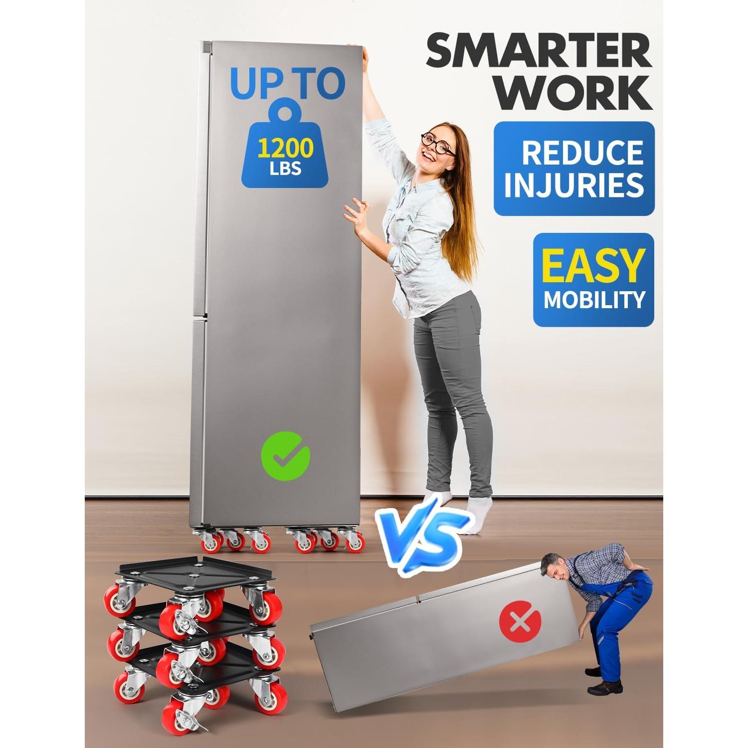 Carro de Mudanza Industrial Valtavo 5 Ruedas 544 kg Negro