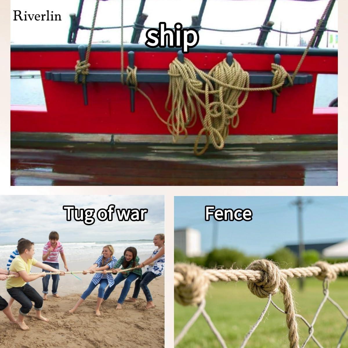 Cuerda de yute trenzada RIVERLIN 15.24m 2.54cm alta resistencia