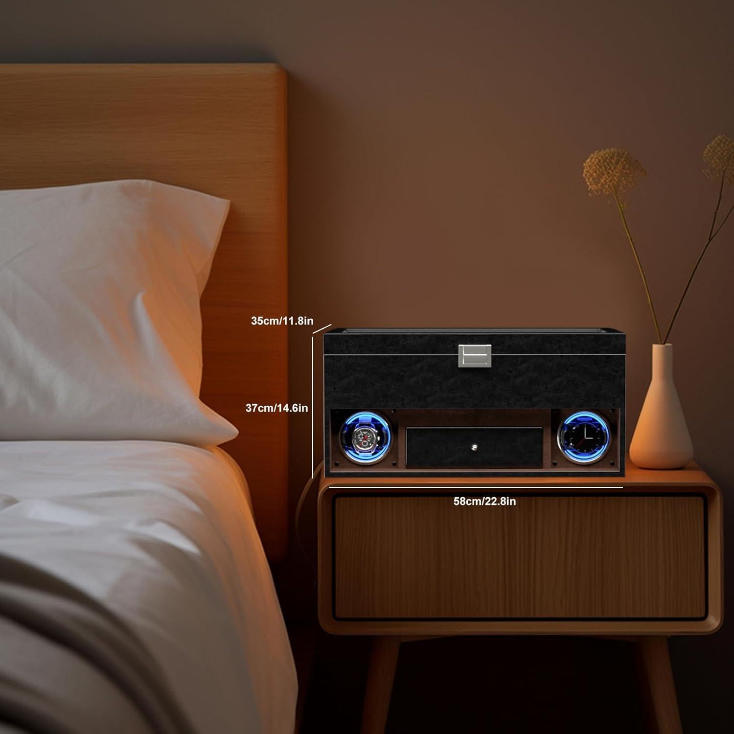 Cargador de Relojes DUKWIN para 2 Relojes Automáticos Negro