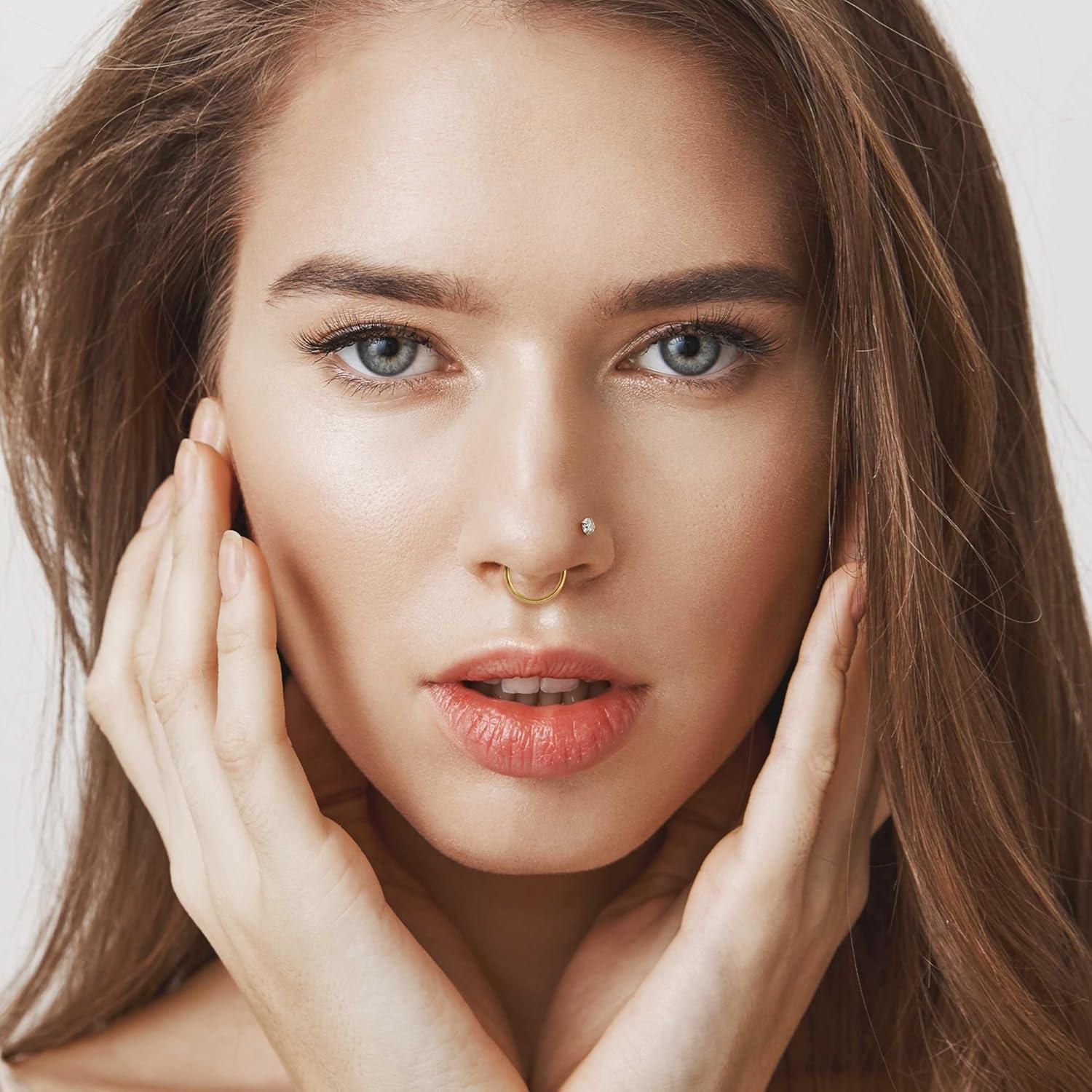 Anillo de Nariz Hipoalergénico Acero Quirúrgico 18G 9pcs