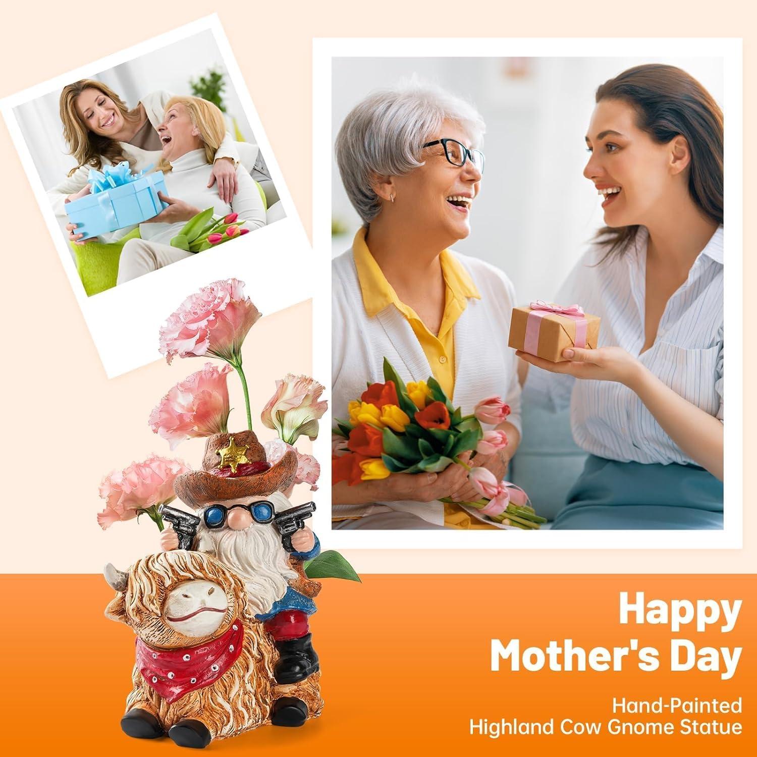 Estatua de Gnomo de Vaca Solar QZZP - Decoración de Jardín Resistente