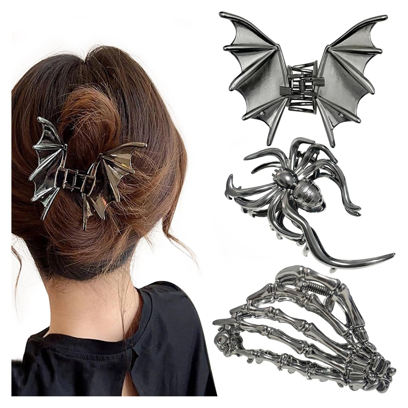 3 Clips de Pelo de Metal en Forma de Araña Parcce - 8.4 a 11.2 cm