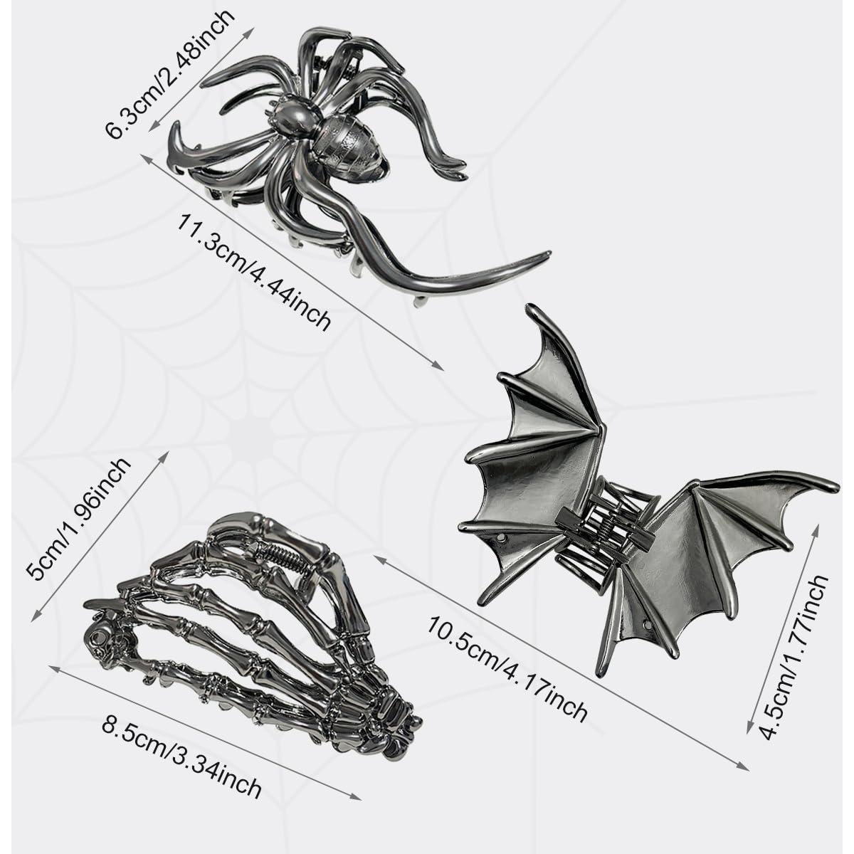 3 Clips de Pelo de Metal en Forma de Araña Parcce - 8.4 a 11.2 cm