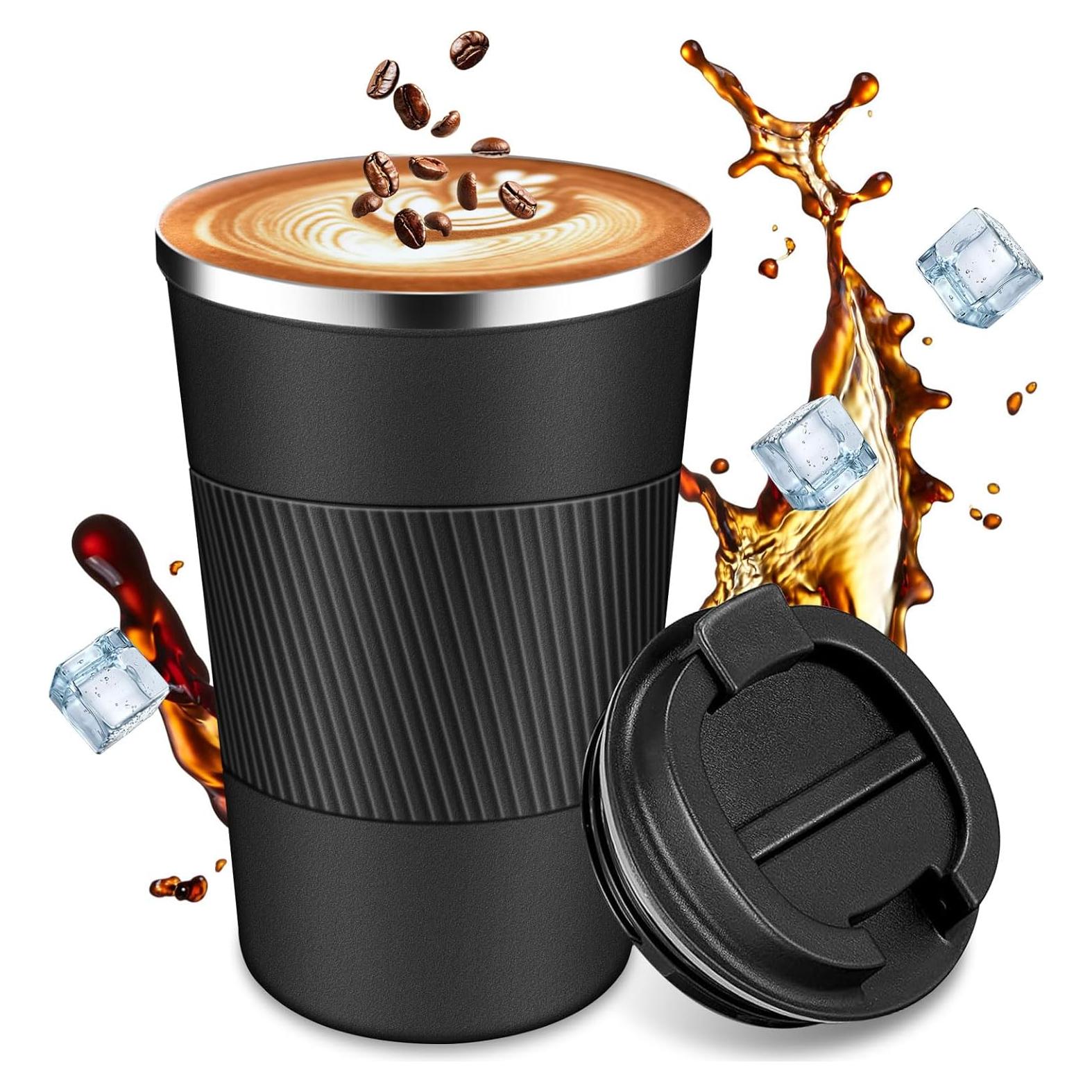 Taza de café de viaje LCKDHM 12 oz acero inoxidable aislada