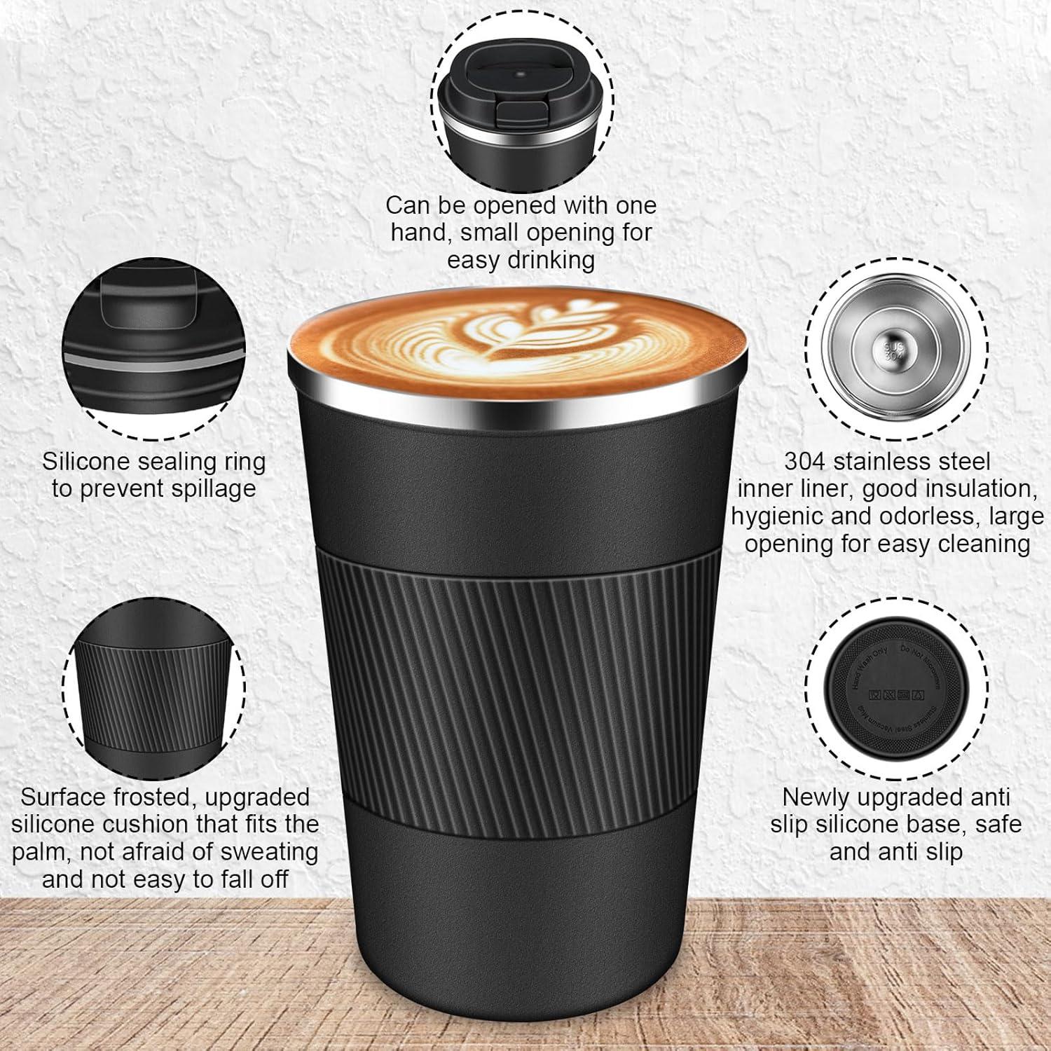 Taza de café de viaje LCKDHM 12 oz acero inoxidable aislada