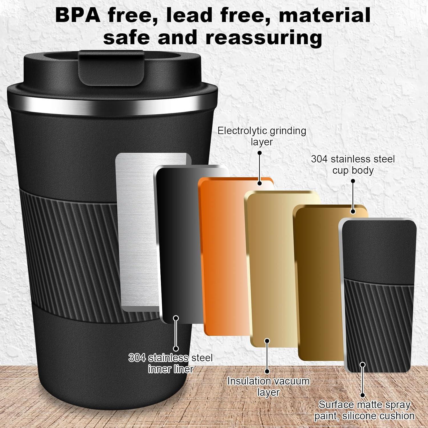 Taza de café de viaje LCKDHM 12 oz acero inoxidable aislada