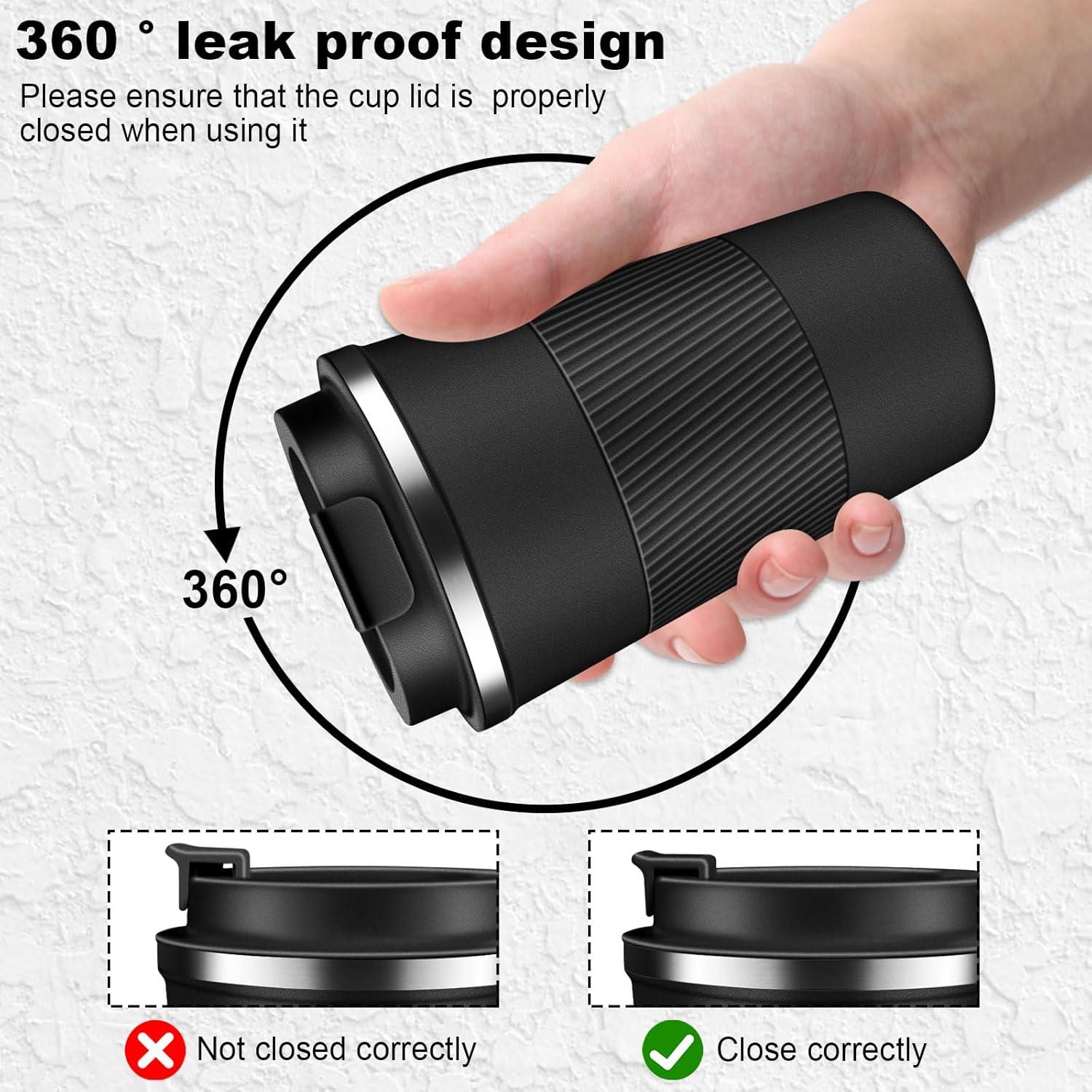 Taza de café de viaje LCKDHM 12 oz acero inoxidable aislada