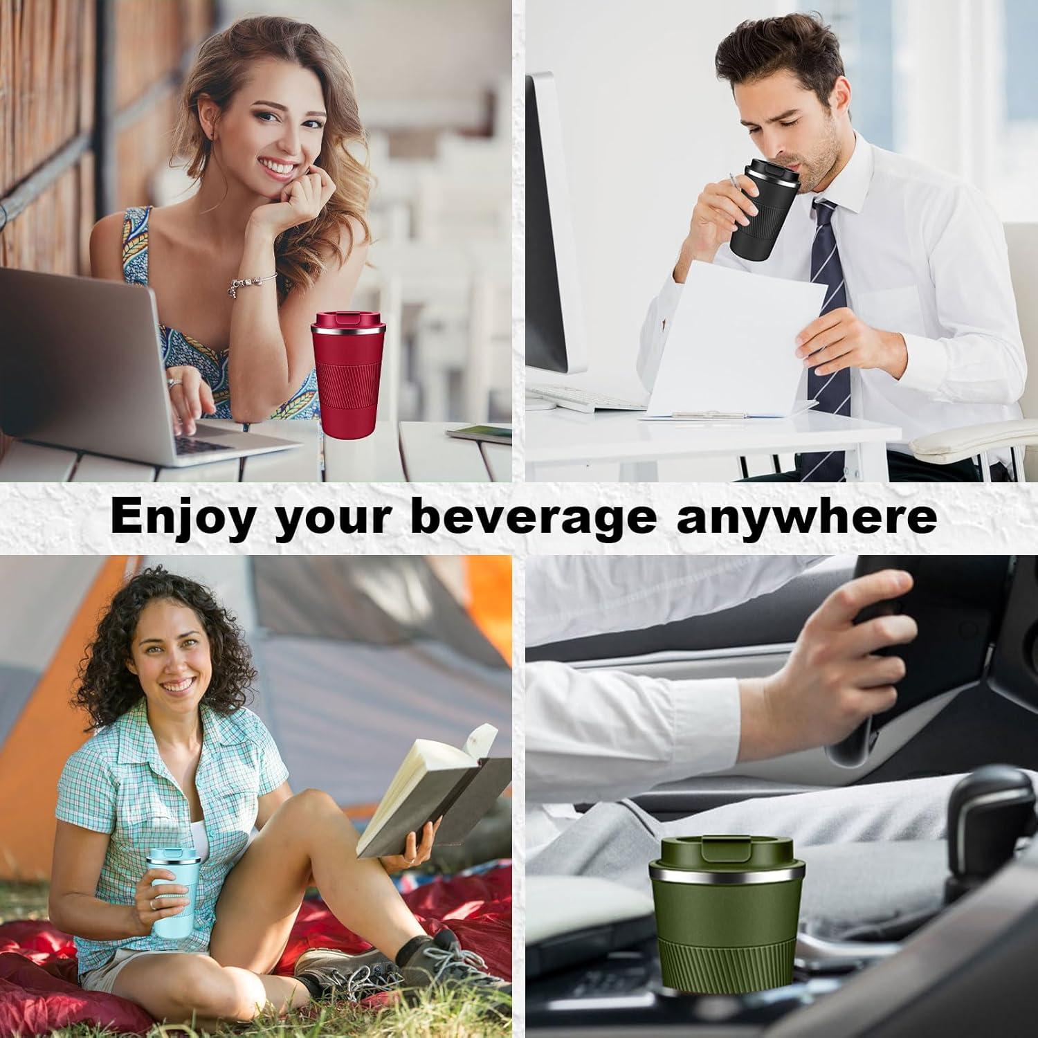 Taza de café de viaje LCKDHM 12 oz acero inoxidable aislada