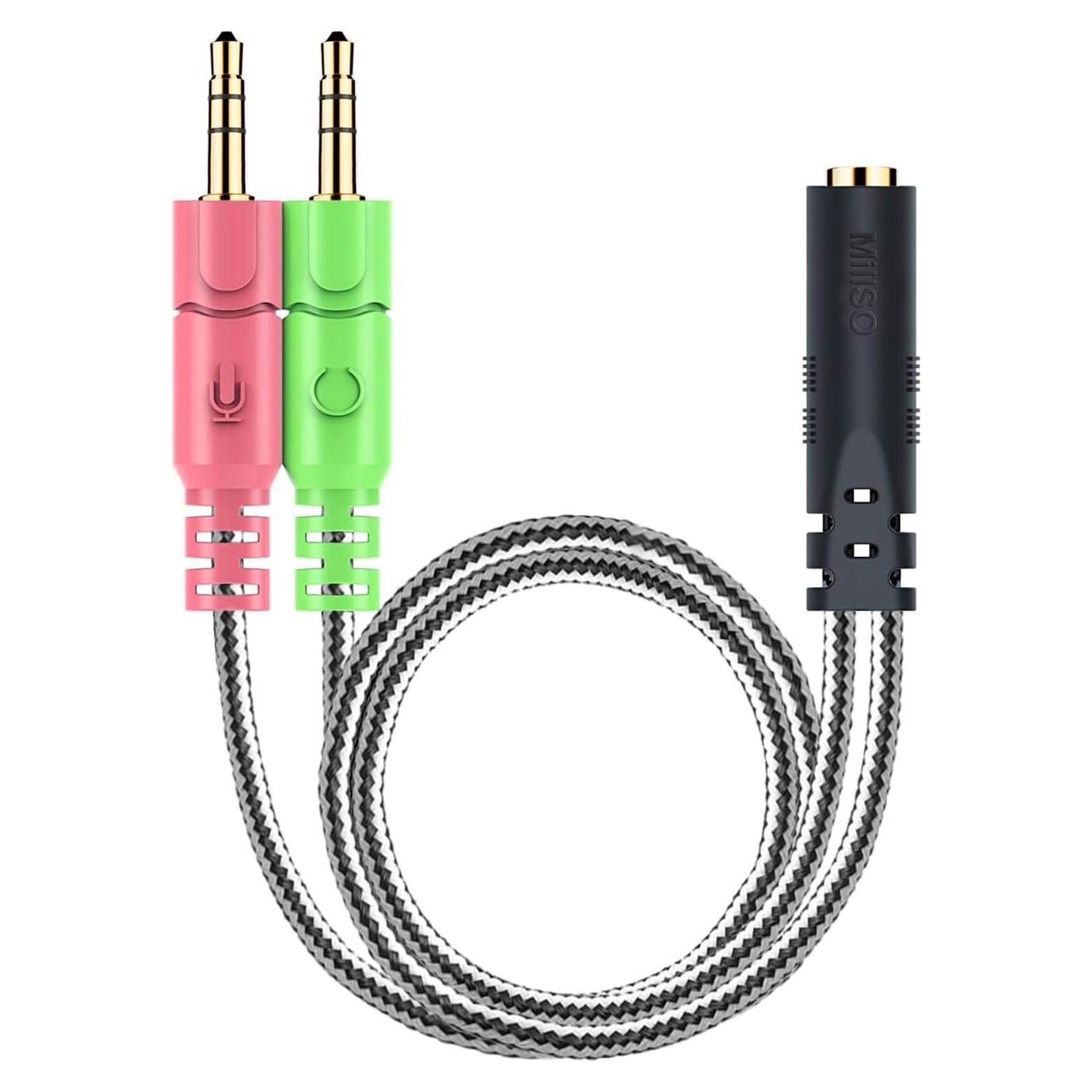 Divisor de Auriculares MillSO 3.5mm TRRS a Doble TRS 20cm