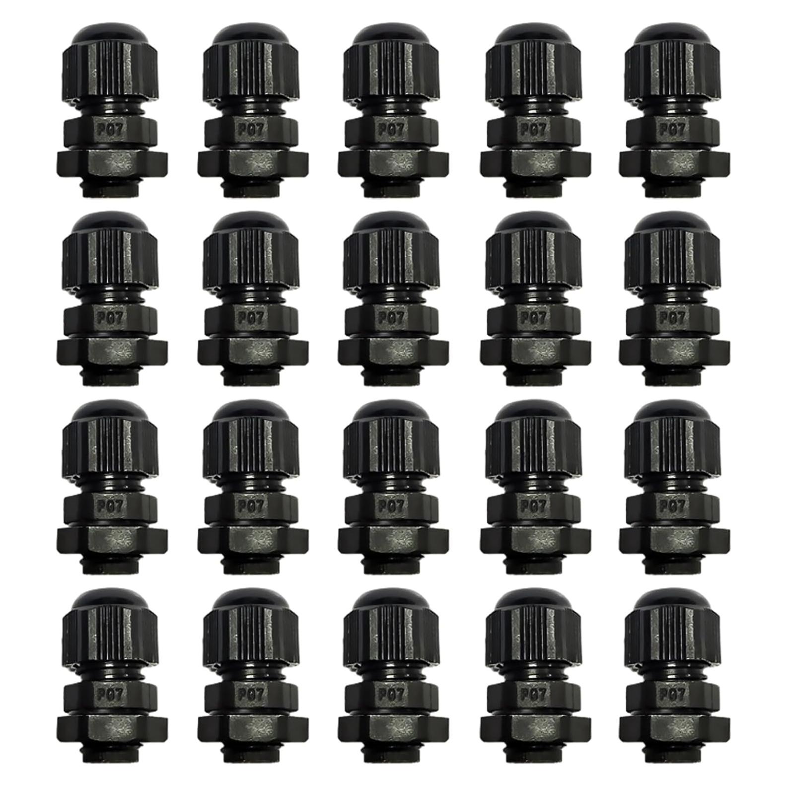 Gland de Cable Negro BORDSTRACT PG7 con Junta 20Pcs