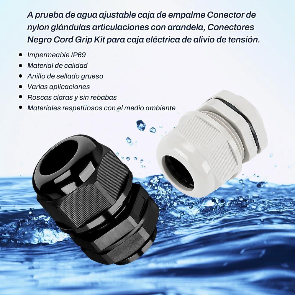 Gland de Cable Negro BORDSTRACT PG7 con Junta 20Pcs