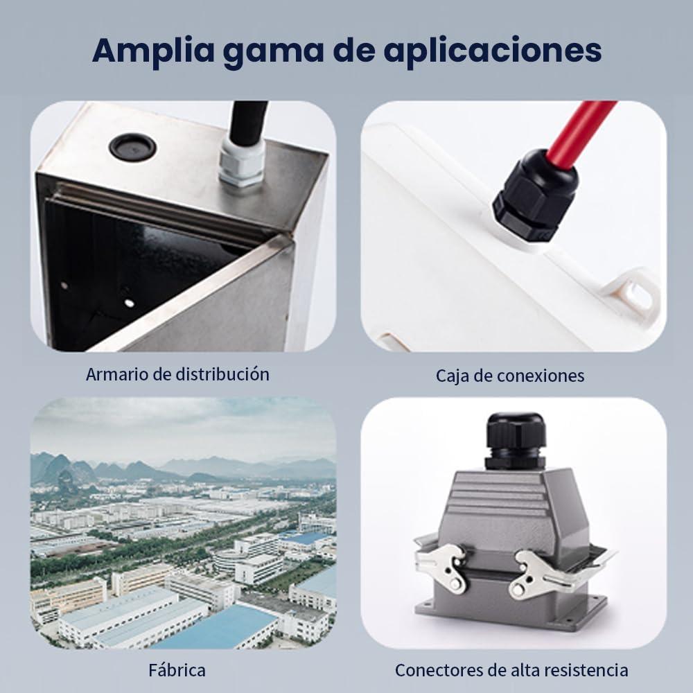 Gland de Cable Negro BORDSTRACT PG7 con Junta 20Pcs