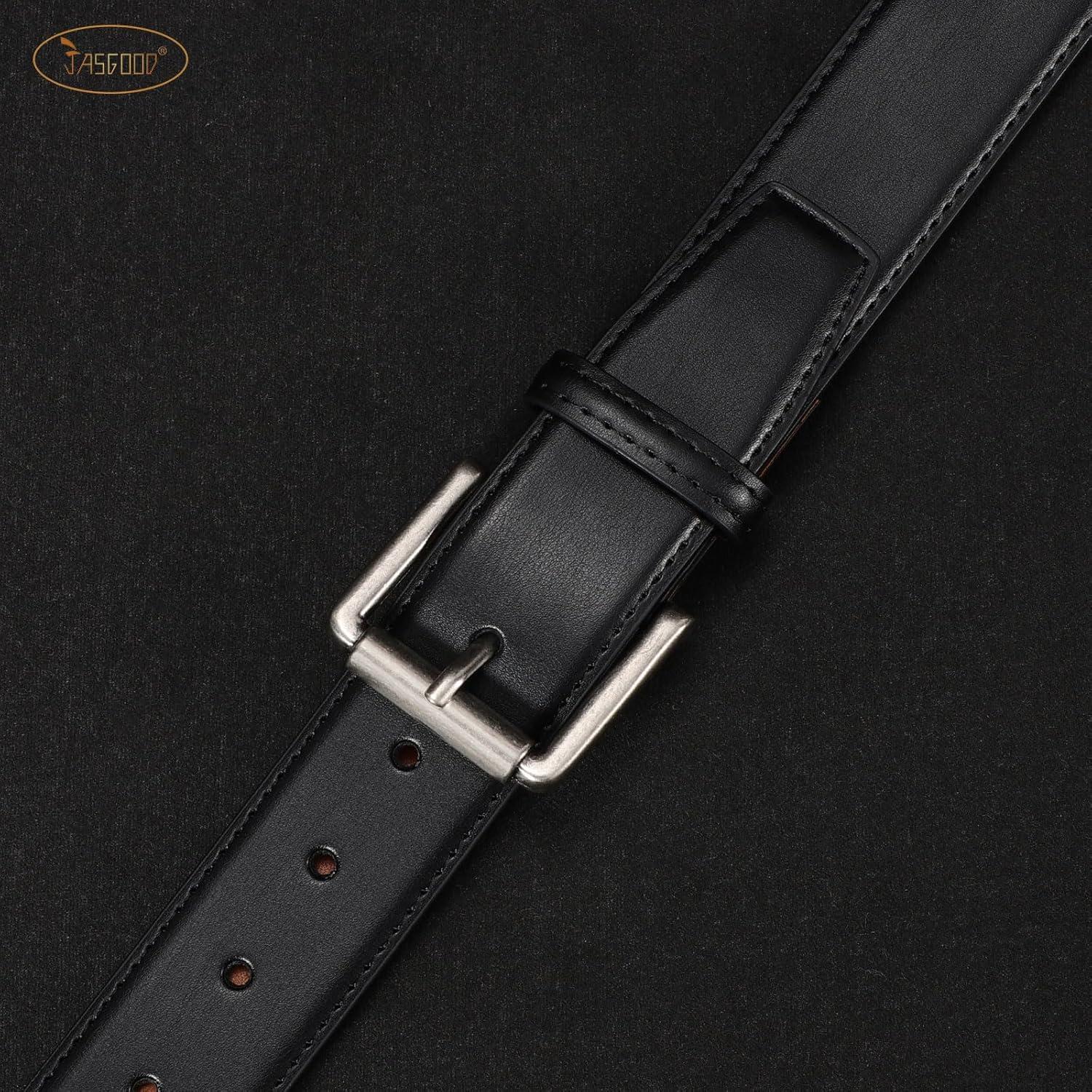 Cinturón de Cuero para Hombre JASGOOD - Clásico Negro 3.8 cm