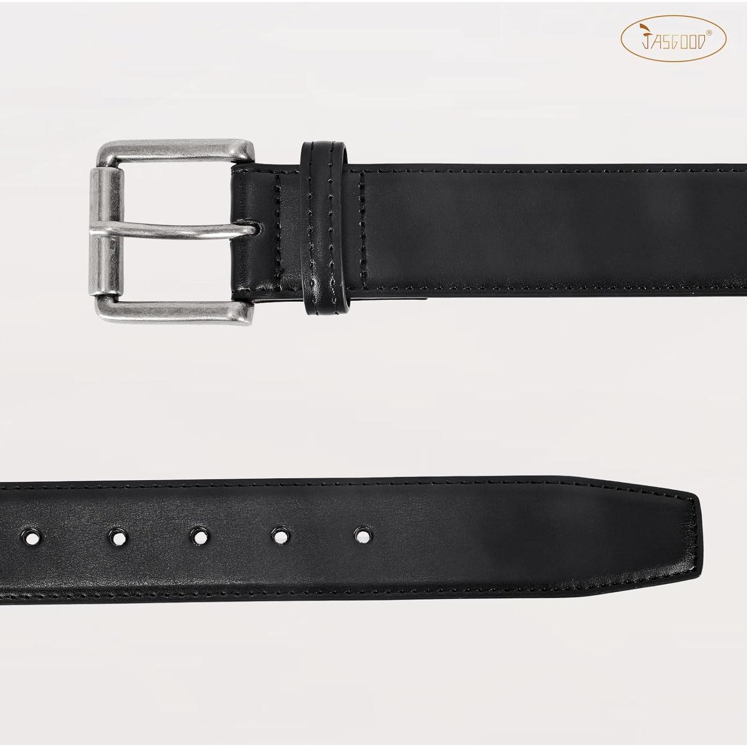 Cinturón de Cuero para Hombre JASGOOD - Clásico Negro 3.8 cm