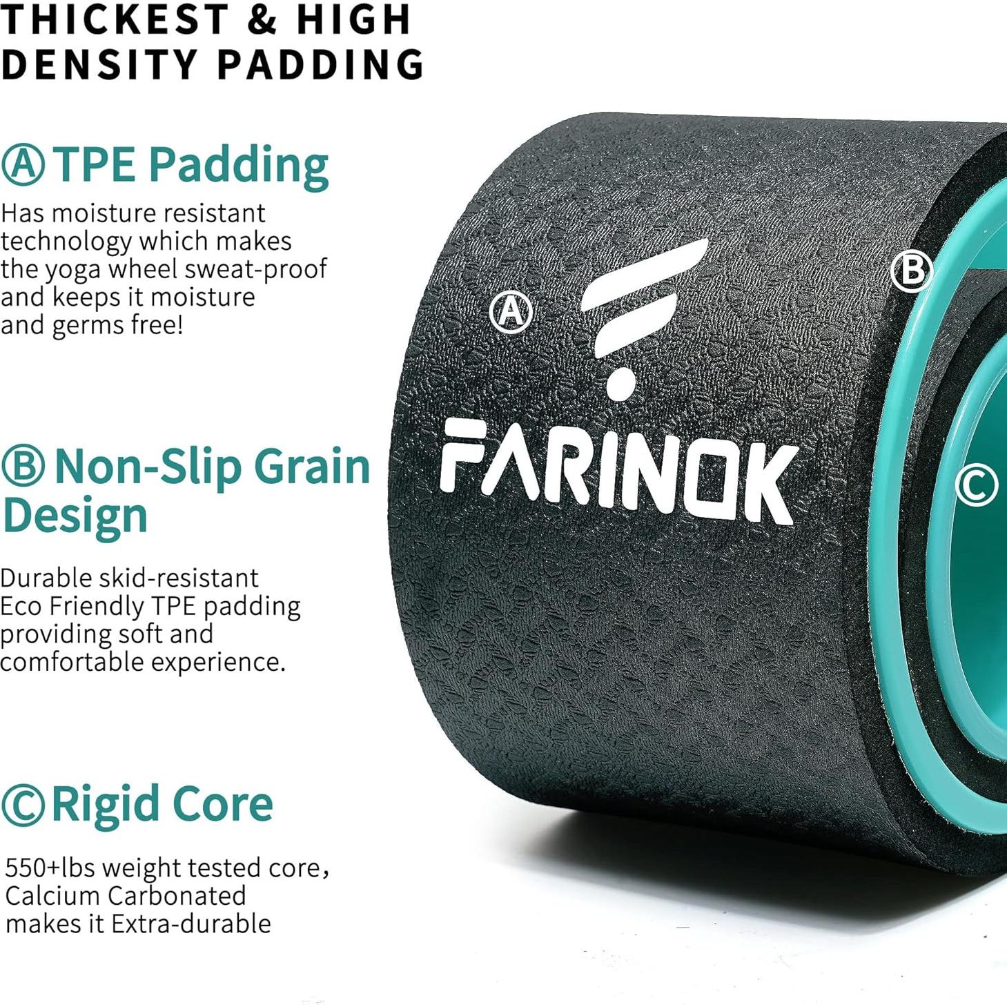 Juego de 2 Ruedas de Yoga FARINOK con Acolchado de 10MM