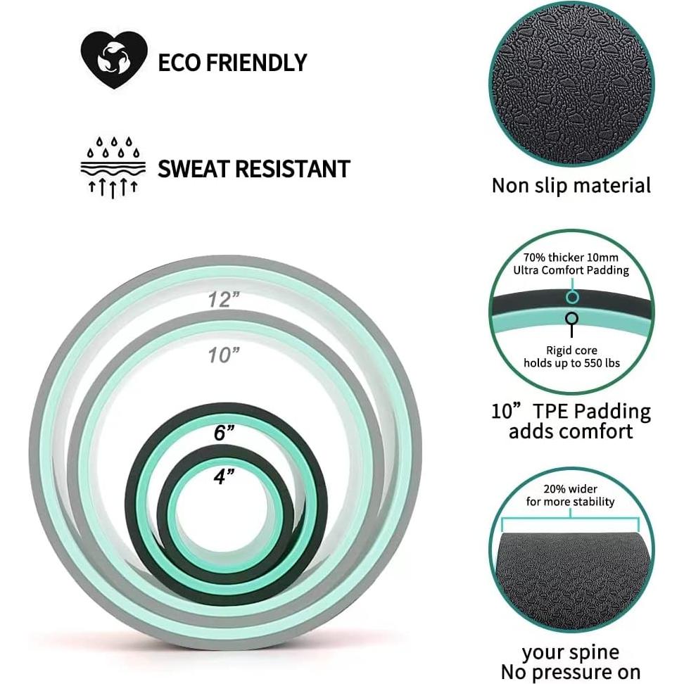 Juego de 2 Ruedas de Yoga FARINOK con Acolchado de 10MM