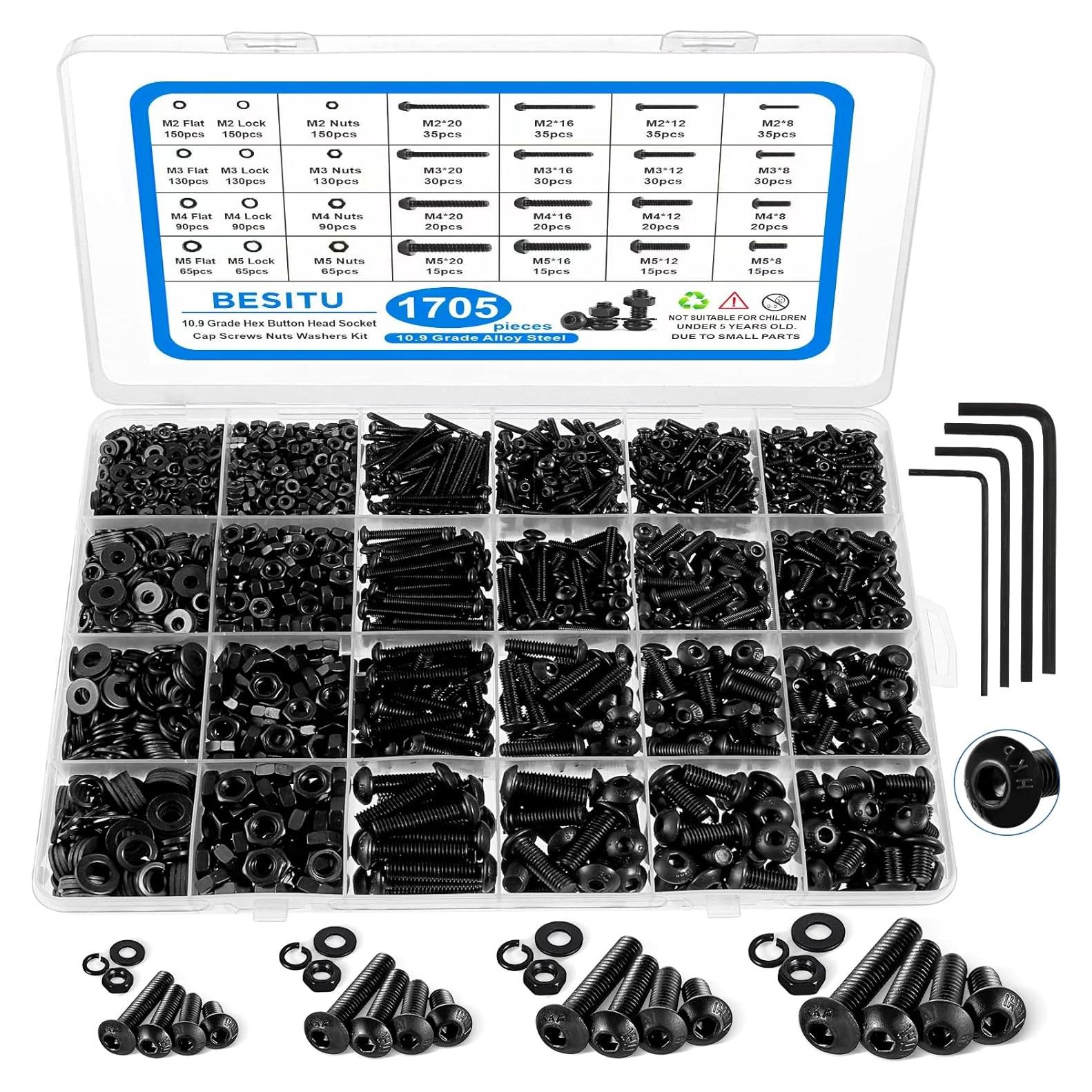 Kit de Tornillos de Máquina 1705 Piezas Besitu M2-M5