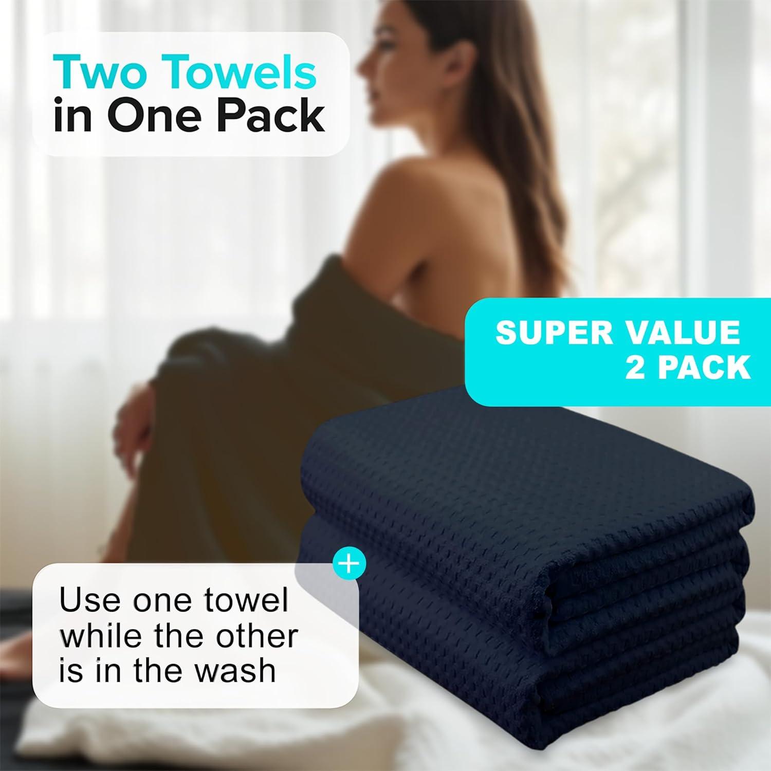 Toallas de Sauna REVIIV - Paquete de 2 Algodón Waffle 177.8x76.2cm