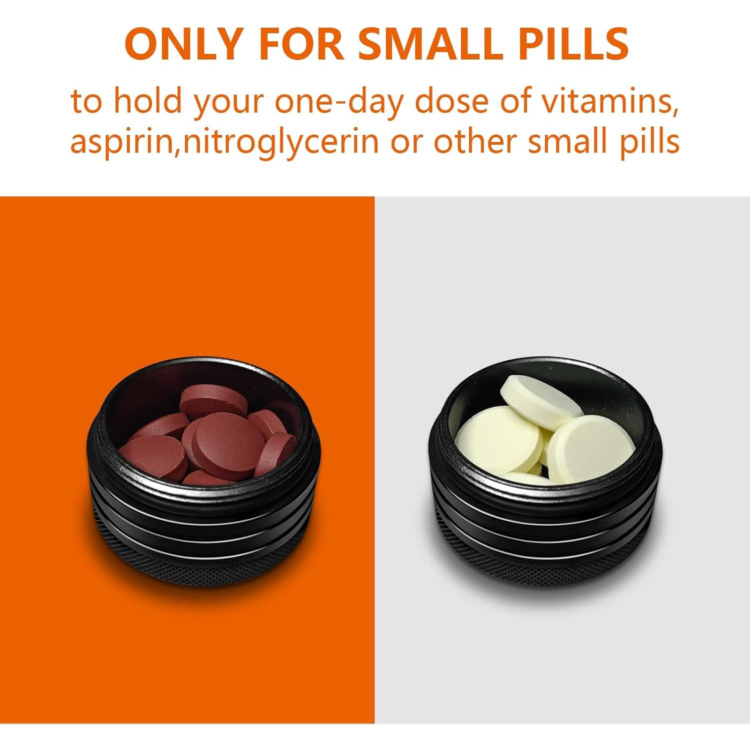 Caja de Pastillas Portátil Minlen, Aluminio Negro, Compacta