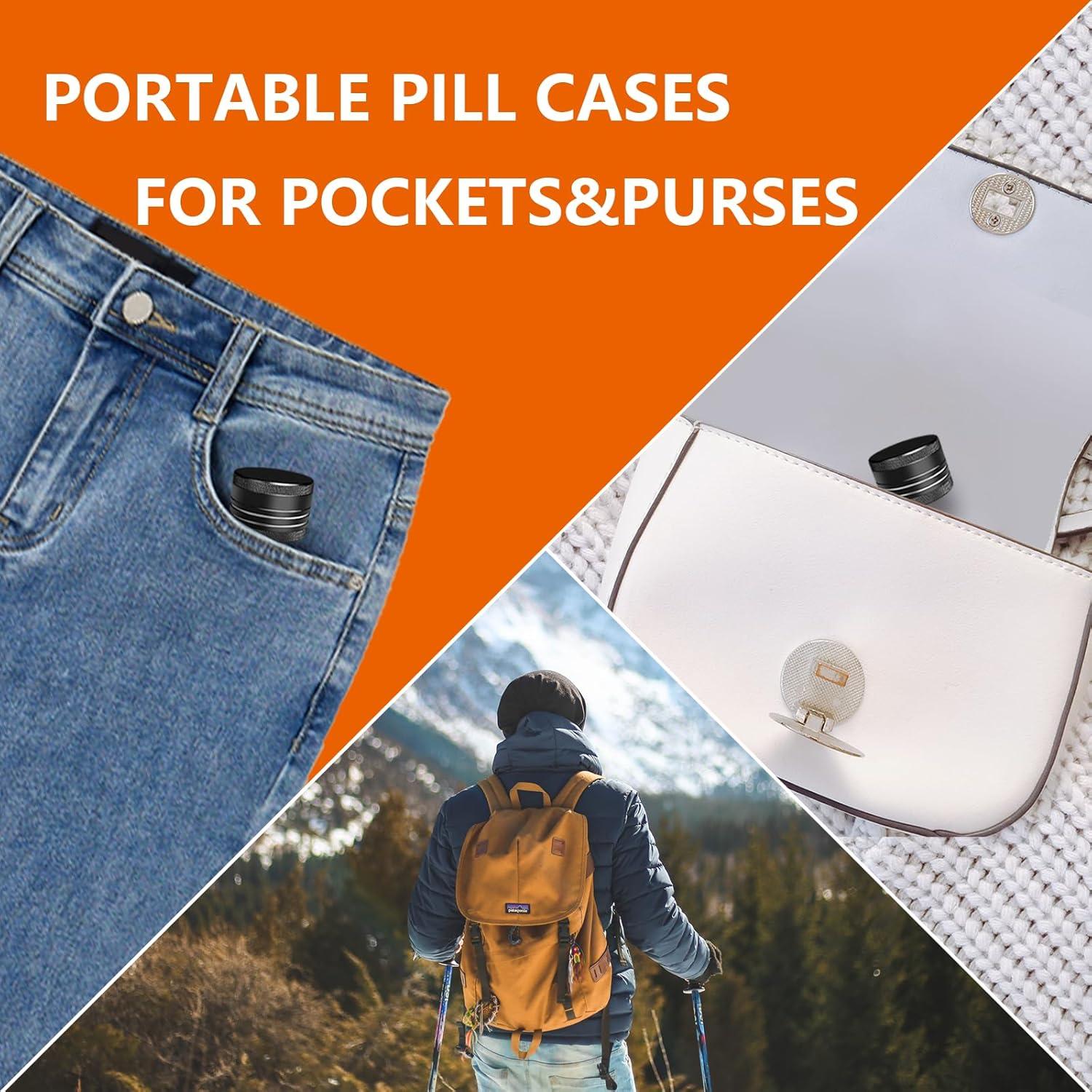 Caja de Pastillas Portátil Minlen, Aluminio Negro, Compacta