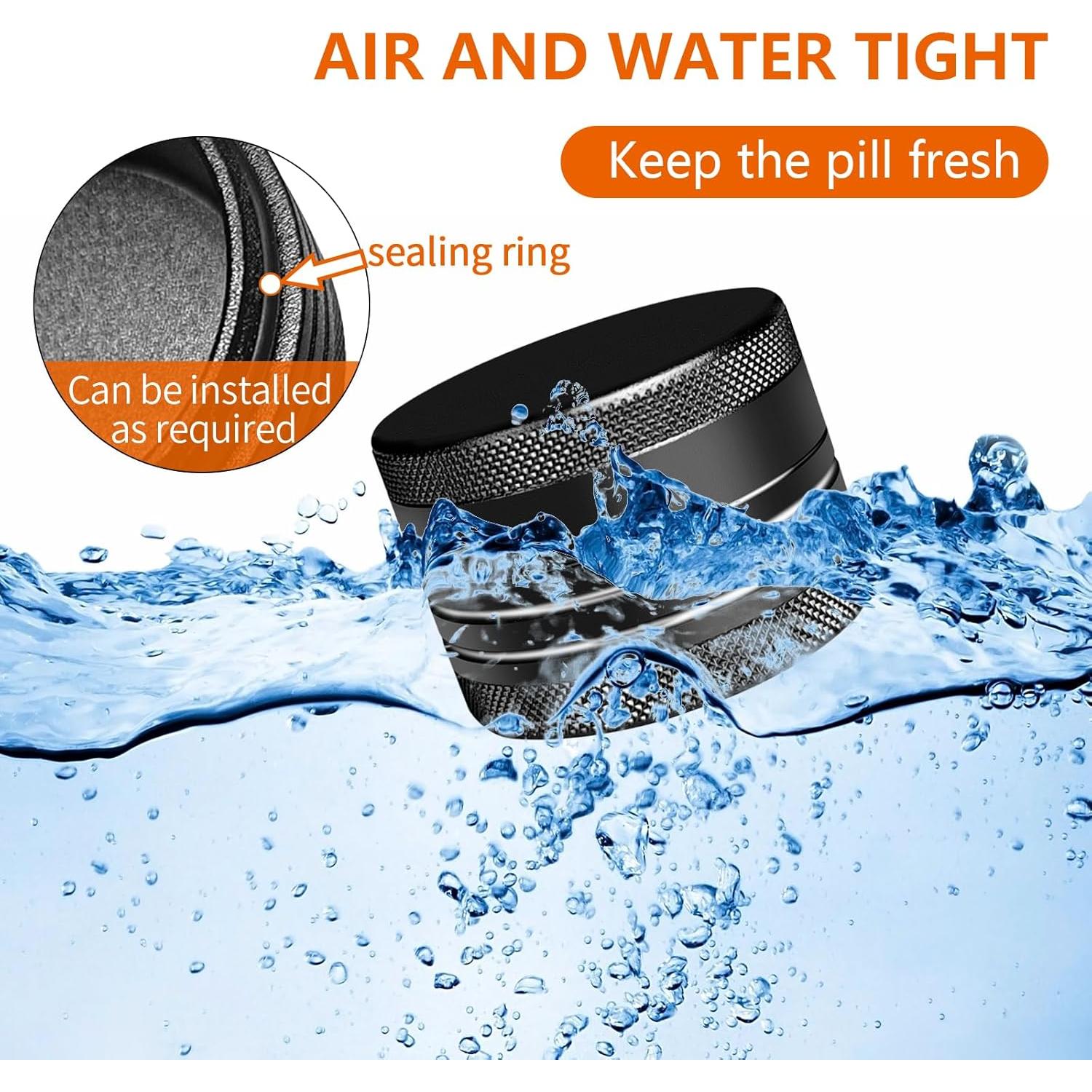 Caja de Pastillas Portátil Minlen, Aluminio Negro, Compacta