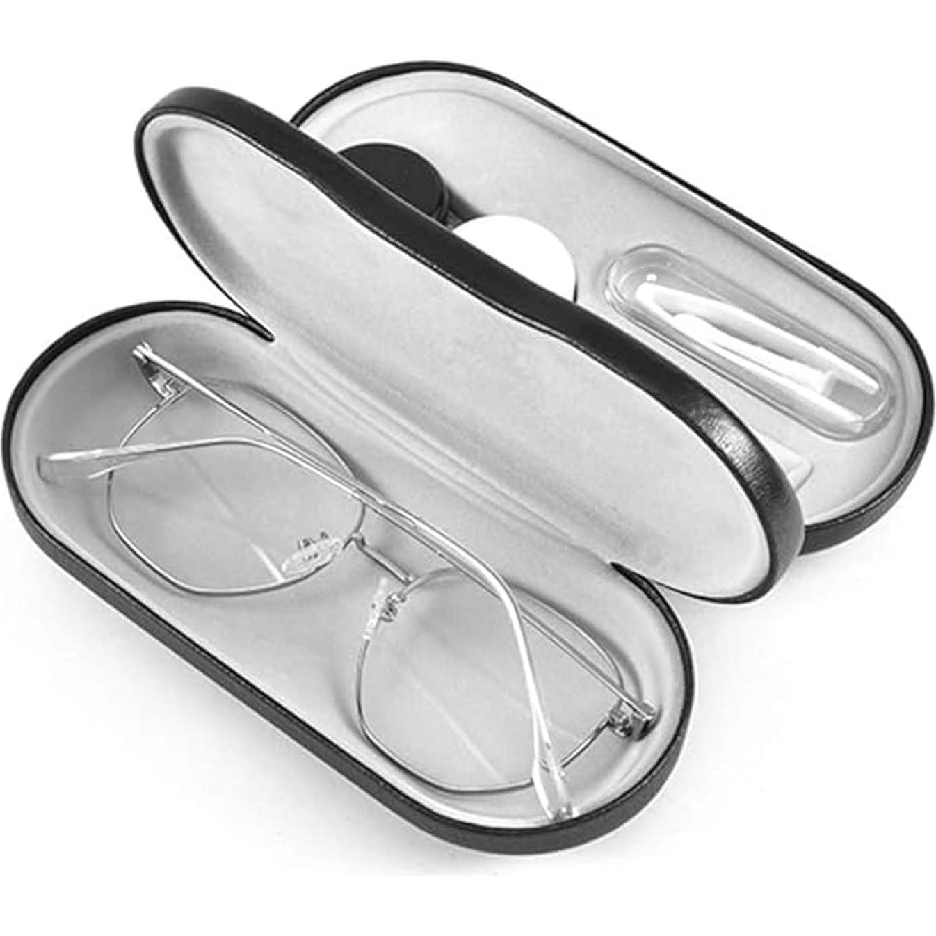 Estuche de Gafas Portátil 2 en 1 Negro con Lentes de Contacto