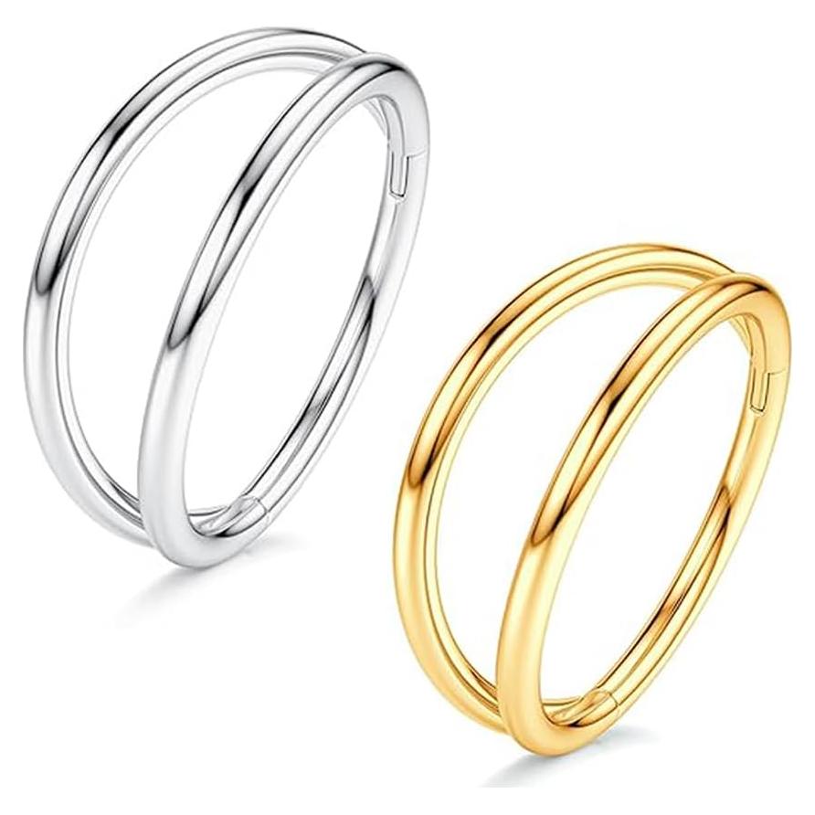 Anillo de Nariz Doble Aro KREZIP Acero Quirúrgico 10mm 18G