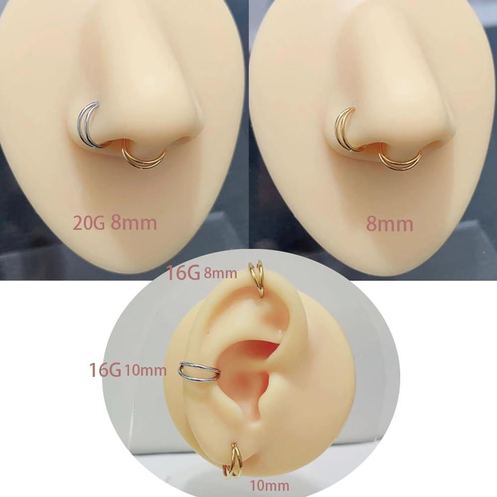 Anillo de Nariz Doble Aro KREZIP Acero Quirúrgico 10mm 18G