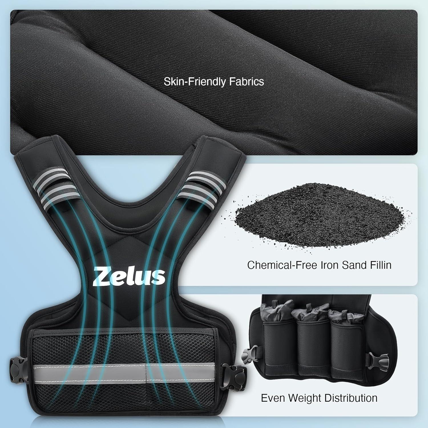 Chaleco con peso ZELUS ajustable 1.81-4.54 kg para entrenamiento