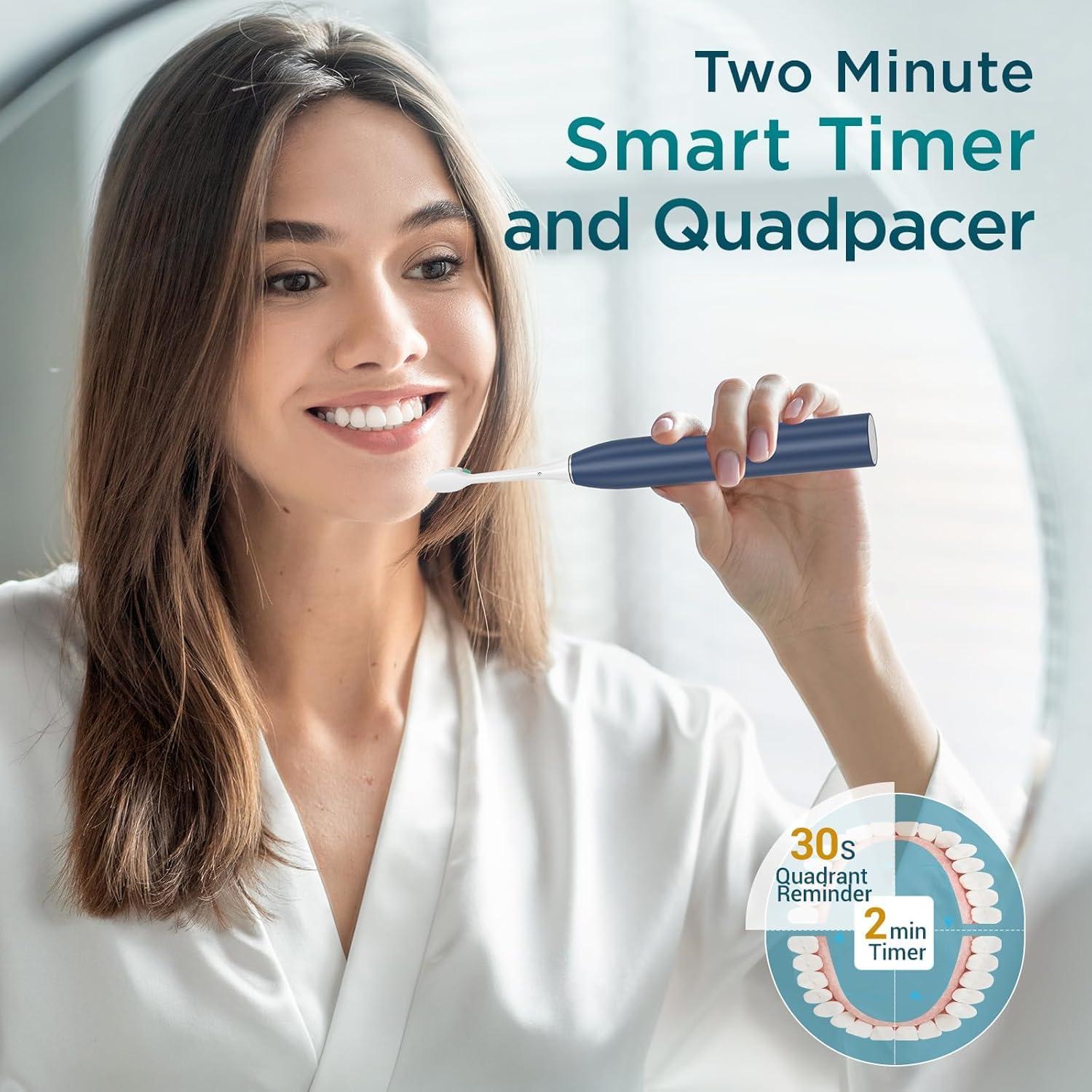 Cepillo de Dientes Eléctrico Fronix Sonic Azul con 8 Cabezas