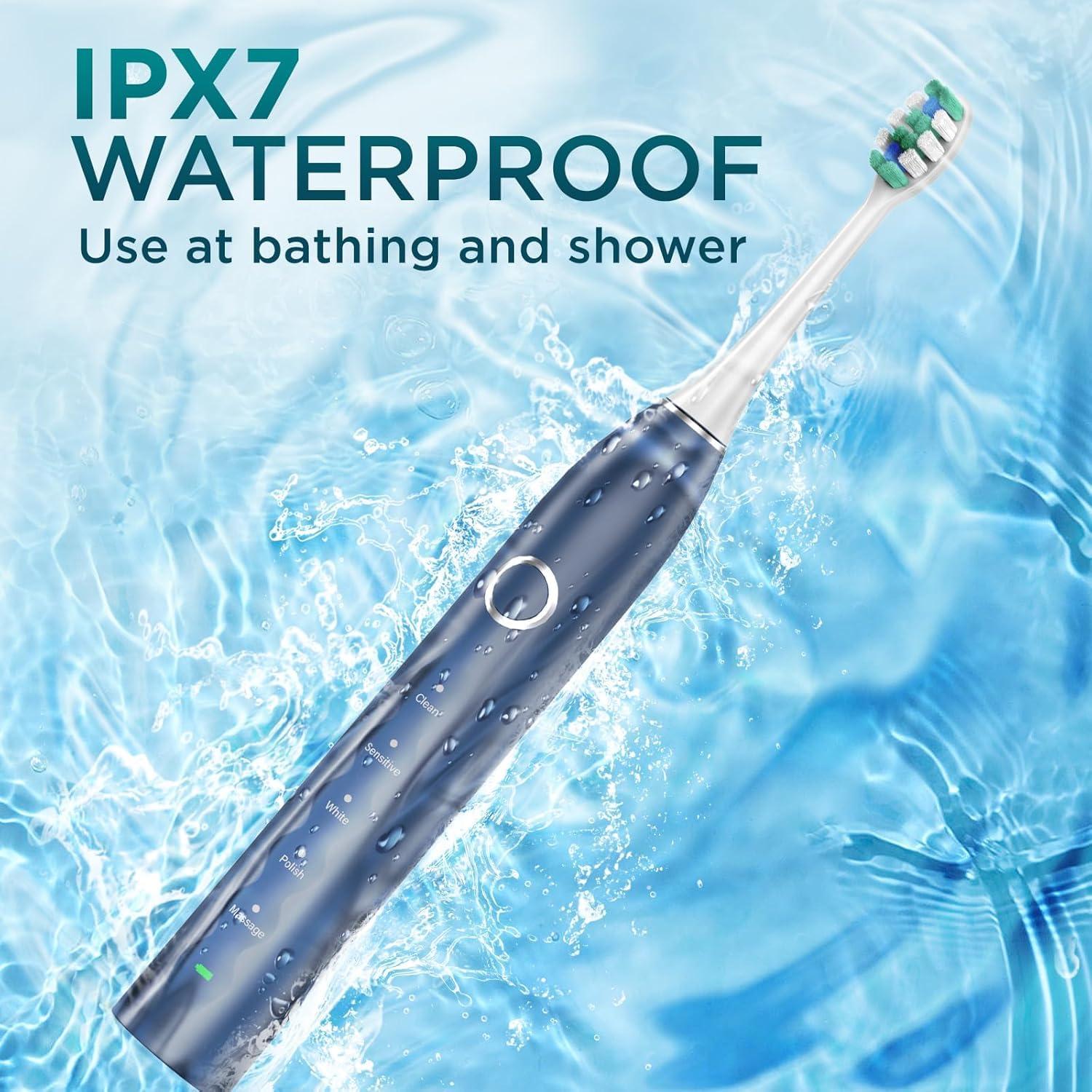 Cepillo de Dientes Eléctrico Fronix Sonic Azul con 8 Cabezas