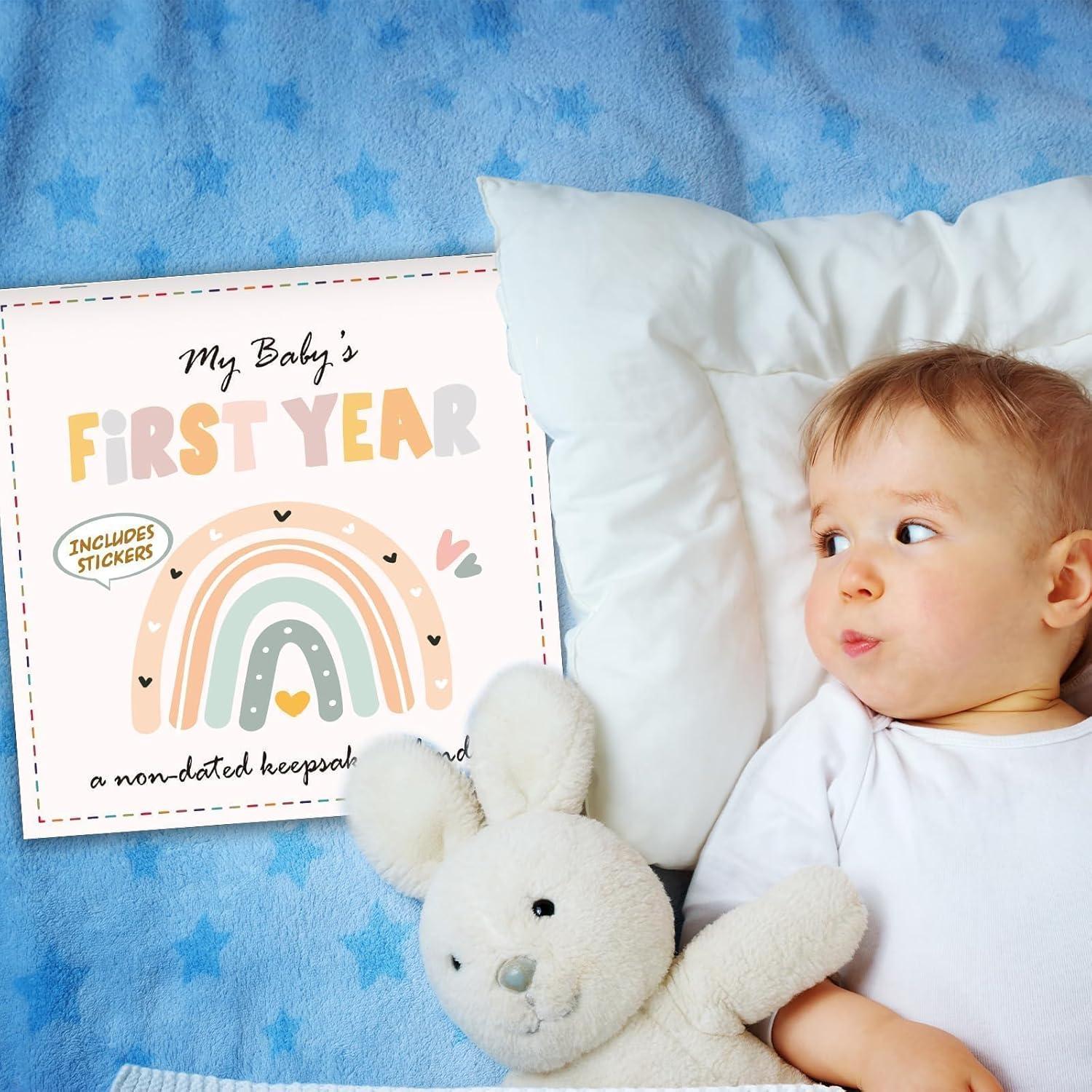 Calendario del Primer Año del Bebé Arcoíris Boho con Stickers